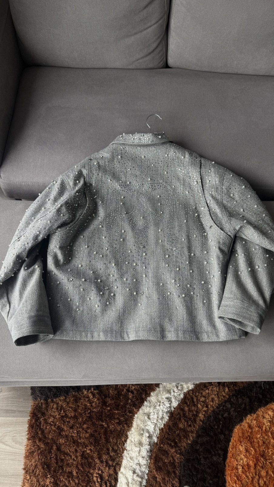Birth of Royal Child Rhinestone Zipper Work Jacket 'Light Grey' Size US M / EU 48-50 / 2 - 2 Thumbnail
