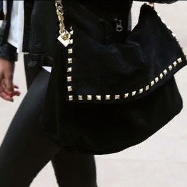 Zara Zara black suede stud detail chain strap bag Size ONE SIZE - 2 Thumbnail