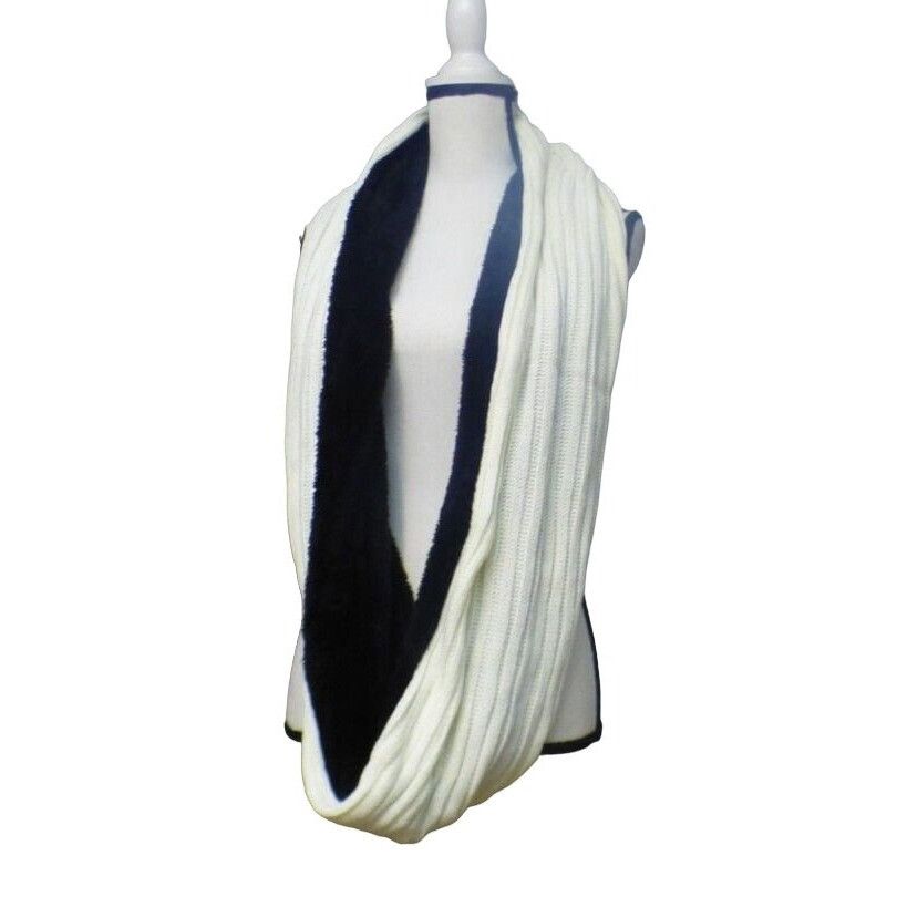 DKNY KNY Fleece-Lined Knit Infinity Scarf, Cream Size ONE SIZE - 3 Thumbnail
