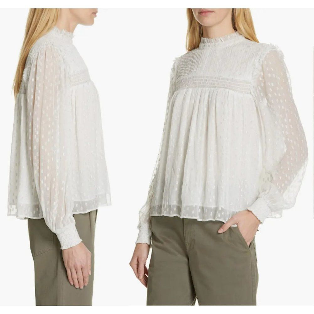 Frame Frame Smocked Metallic Woven Blouse Size S Size S / US 4 / IT 40 - 2 Thumbnail