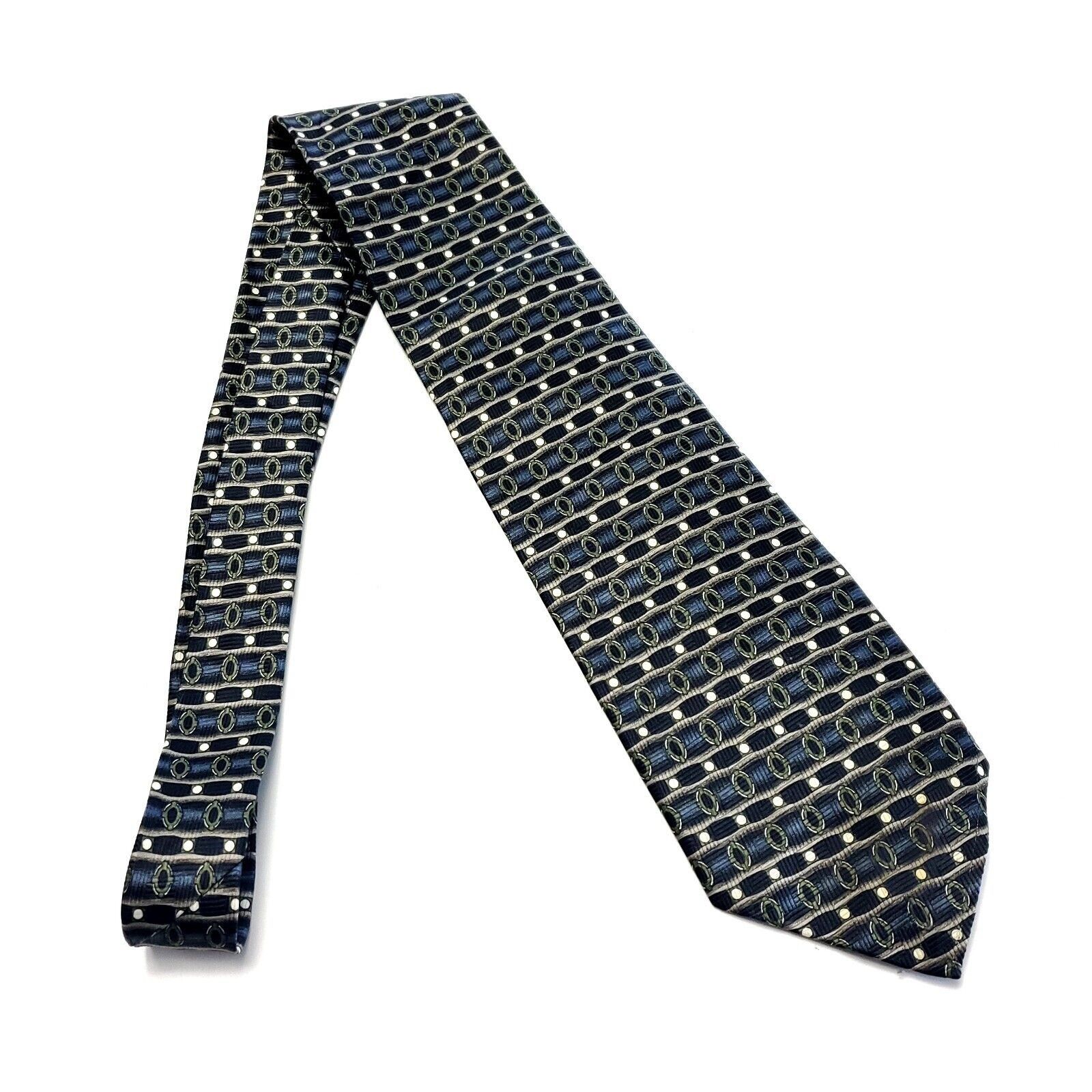 Designer Romario Manzini Blue Green Abstract Print Polyester Wide Tie Size ONE SIZE - 6 Thumbnail