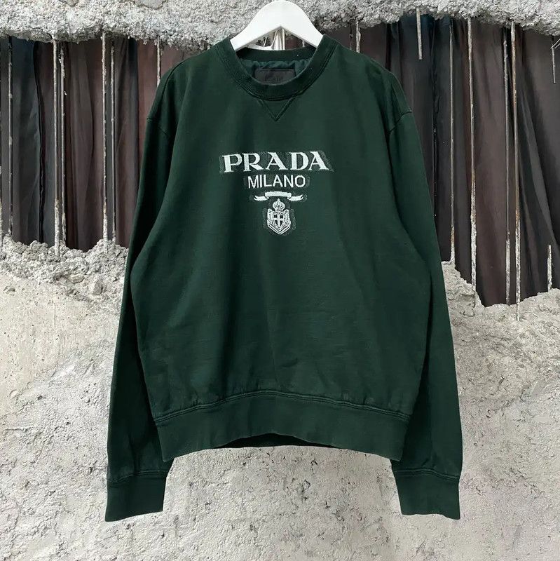 Prada Prada Milano Long Sleeve Green Sweatshirt Size US L / EU 52-54 / 3 - 1 Thumbnail