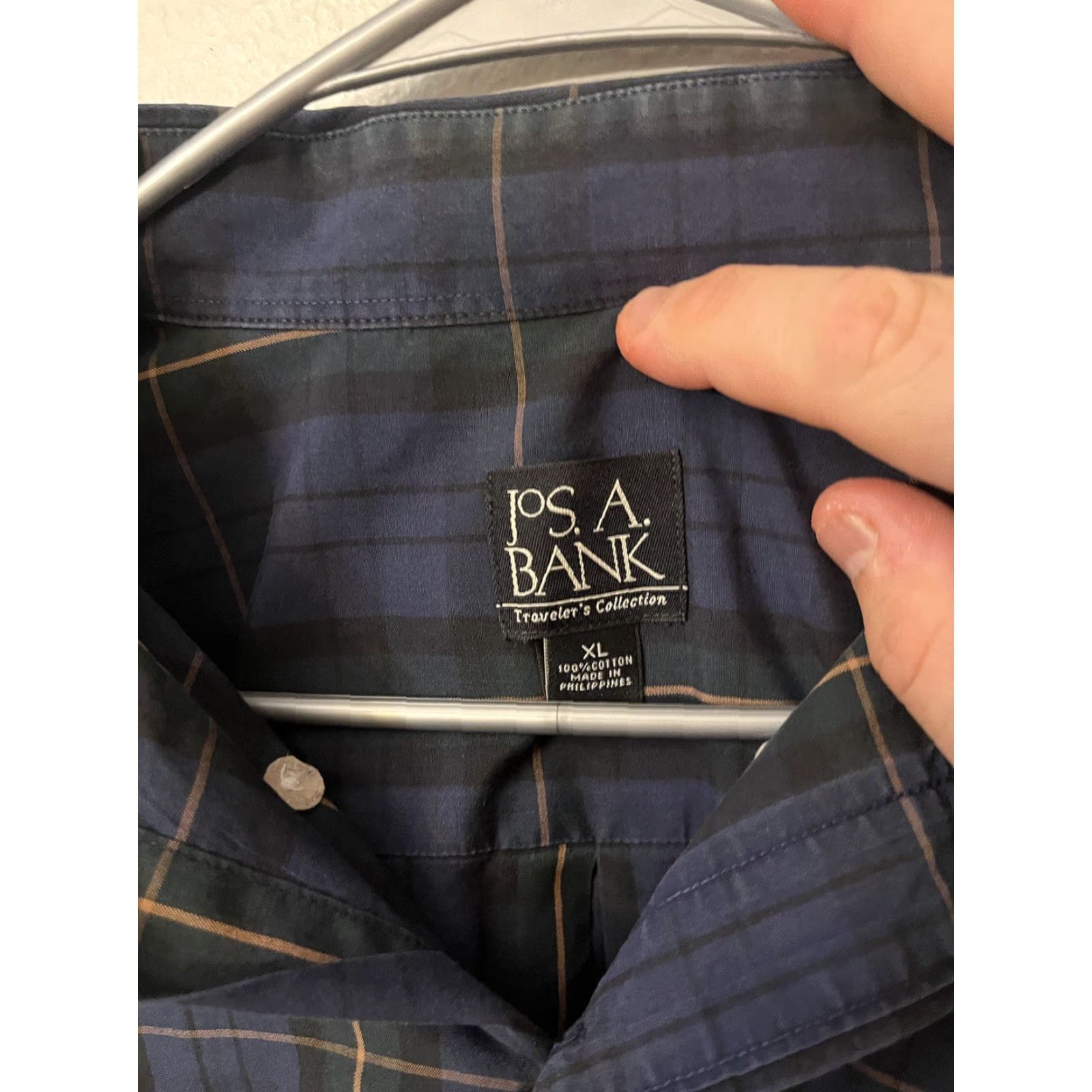 Jos. A. Bank Jos. A. Bank Shirt Mens XL Traveler Blue Plaid Button-Up Long Sleeve Cotton Modern Classic Women? No Size US XL / EU 56 / 4 - 3 Thumbnail