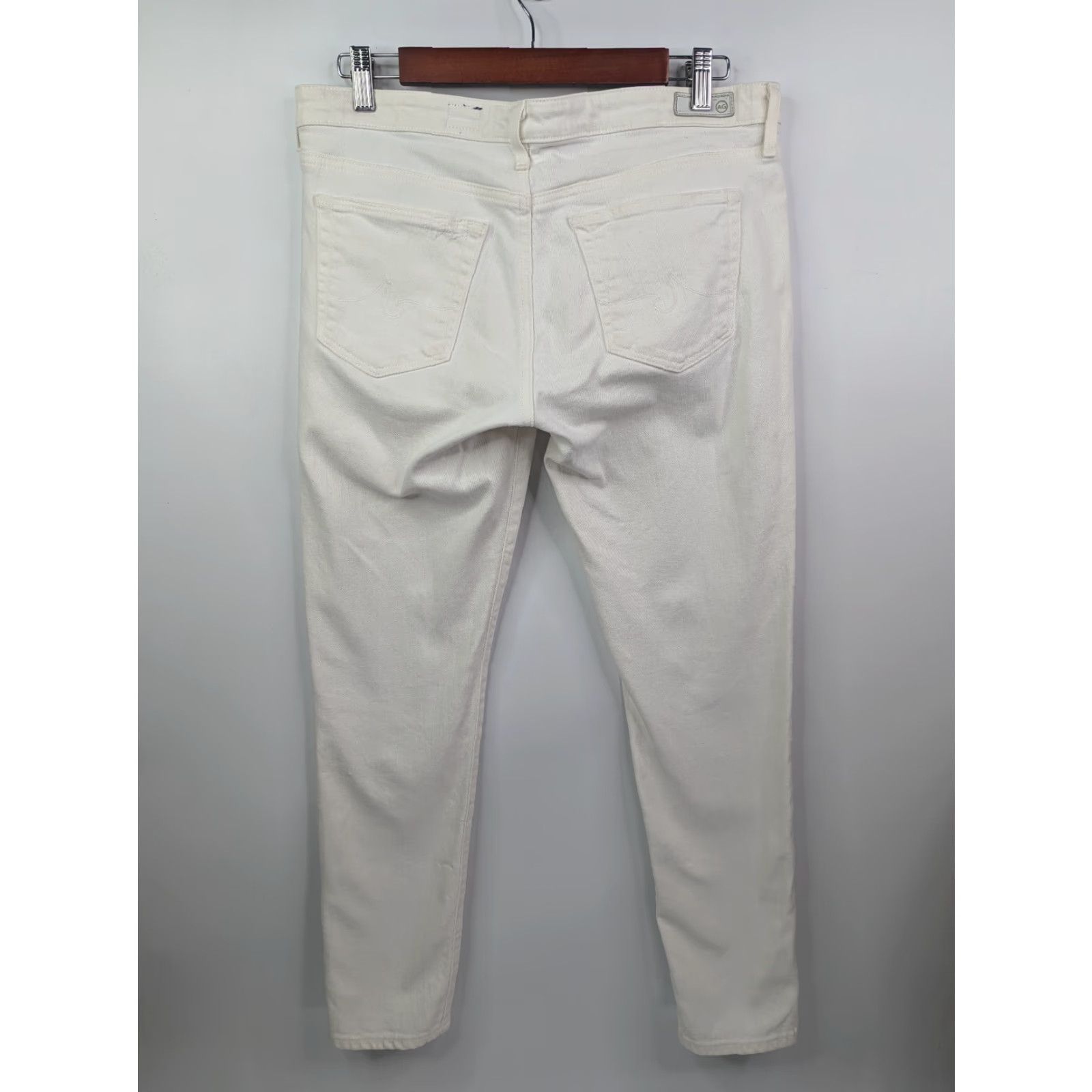 Vintage AG Adriano Goldschmied Jeans Womens 31 The Legging Super Skinny Distressed Ankle Ivory Size 24" / US 00 / IT 34 - 5 Thumbnail