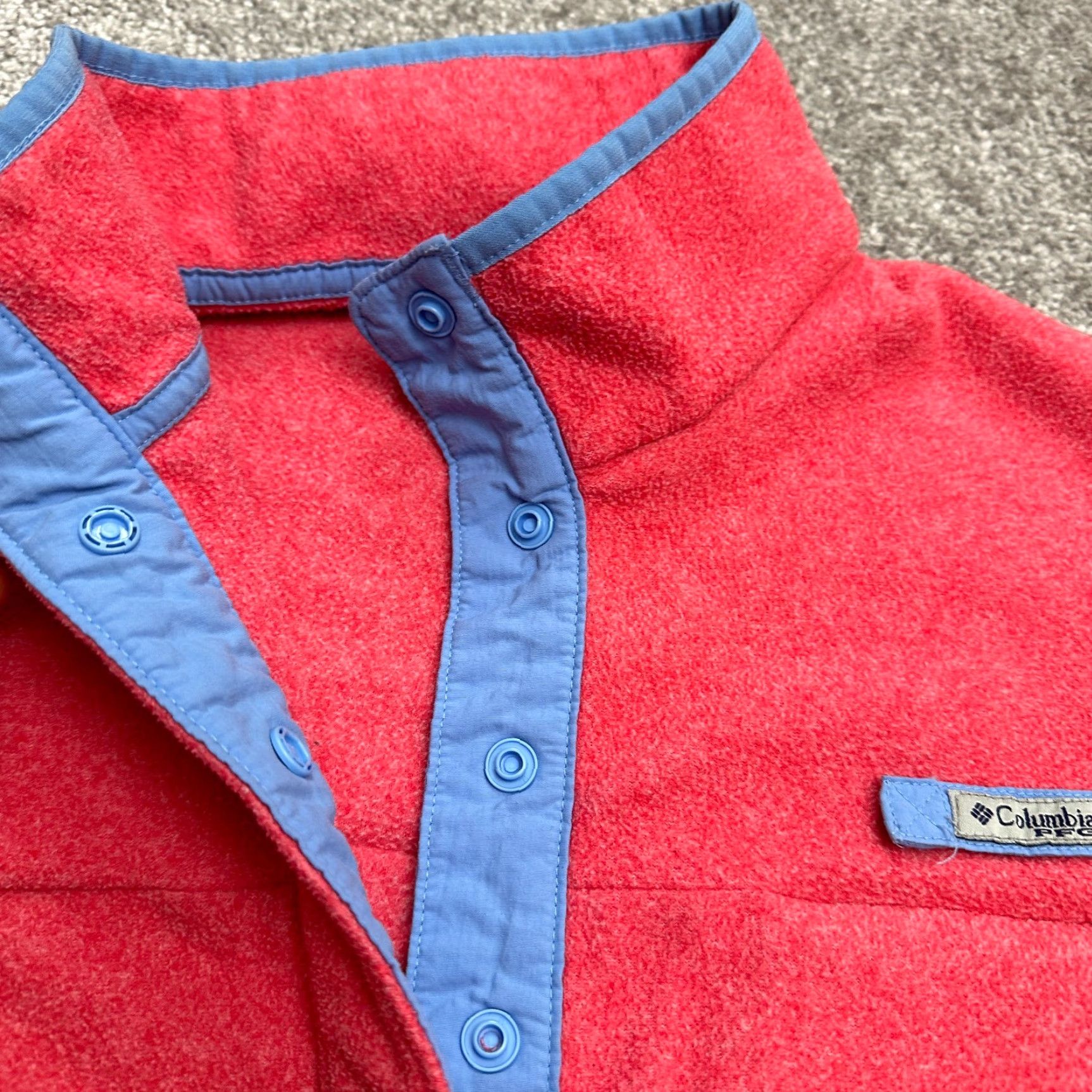 Vintage Columbia PFG Fire Side II Fleece Jacket Women Large Orange Blue Snap Pullover Size L / US 10 / IT 46 - 6 Thumbnail