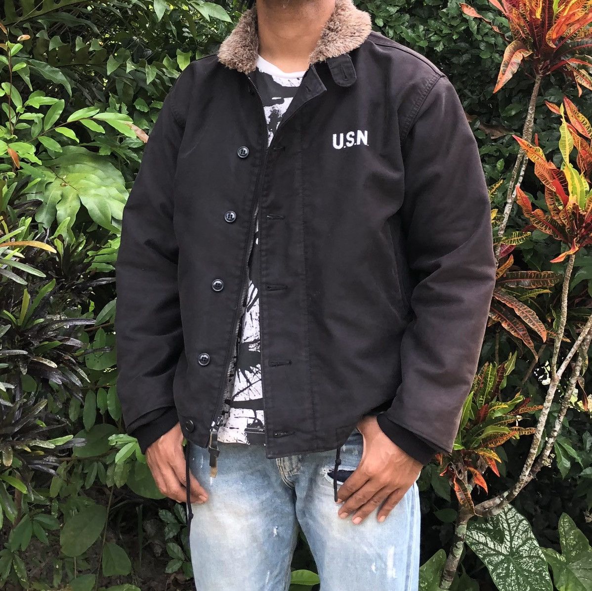 Vintage Vintage HOUSTON N-1 Distressed Plain Deck Jacket Size US M / EU 48-50 / 2 - 2 Thumbnail