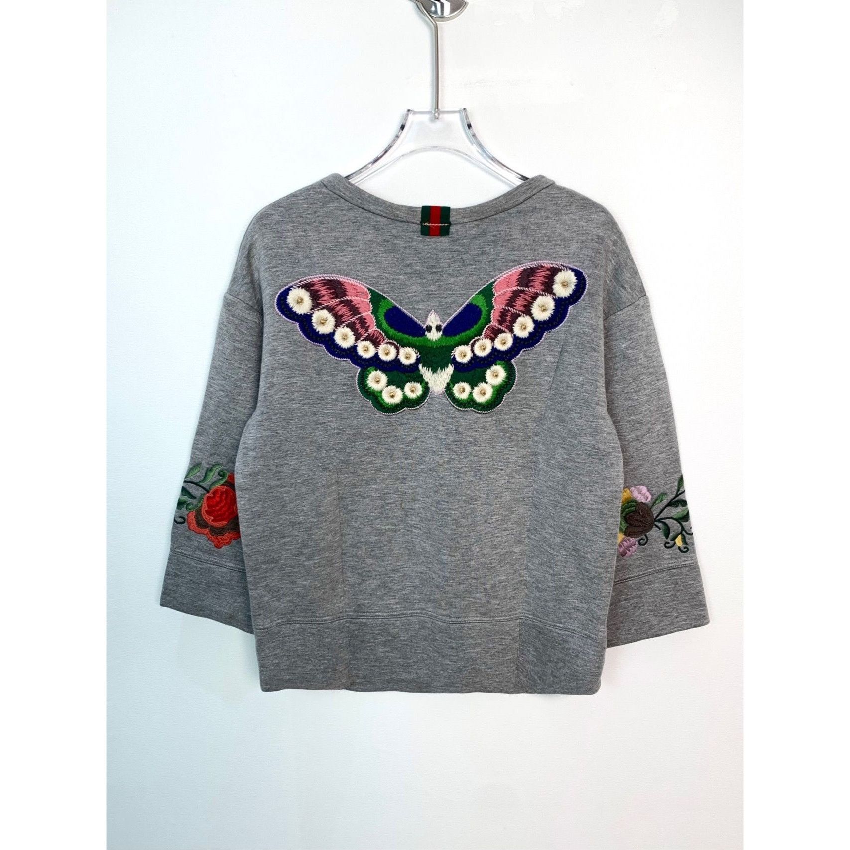 Gucci Gucci Grey Floral Embroidered Crewneck Sweatshirt (Size XS) Size S / US 4 / IT 40 - 6 Thumbnail