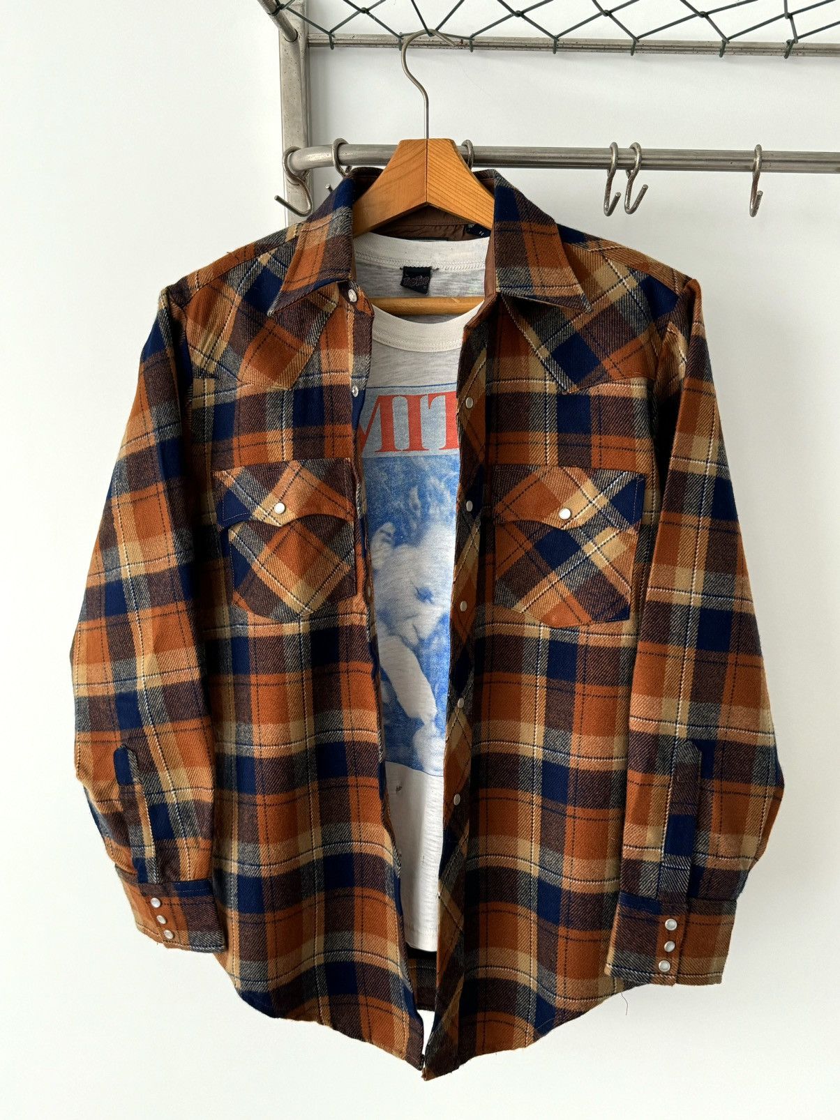 Vintage 1970s JC Penney Acrylic Work Plaid Button Shirt Size US M / EU 48-50 / 2 - 2 Thumbnail