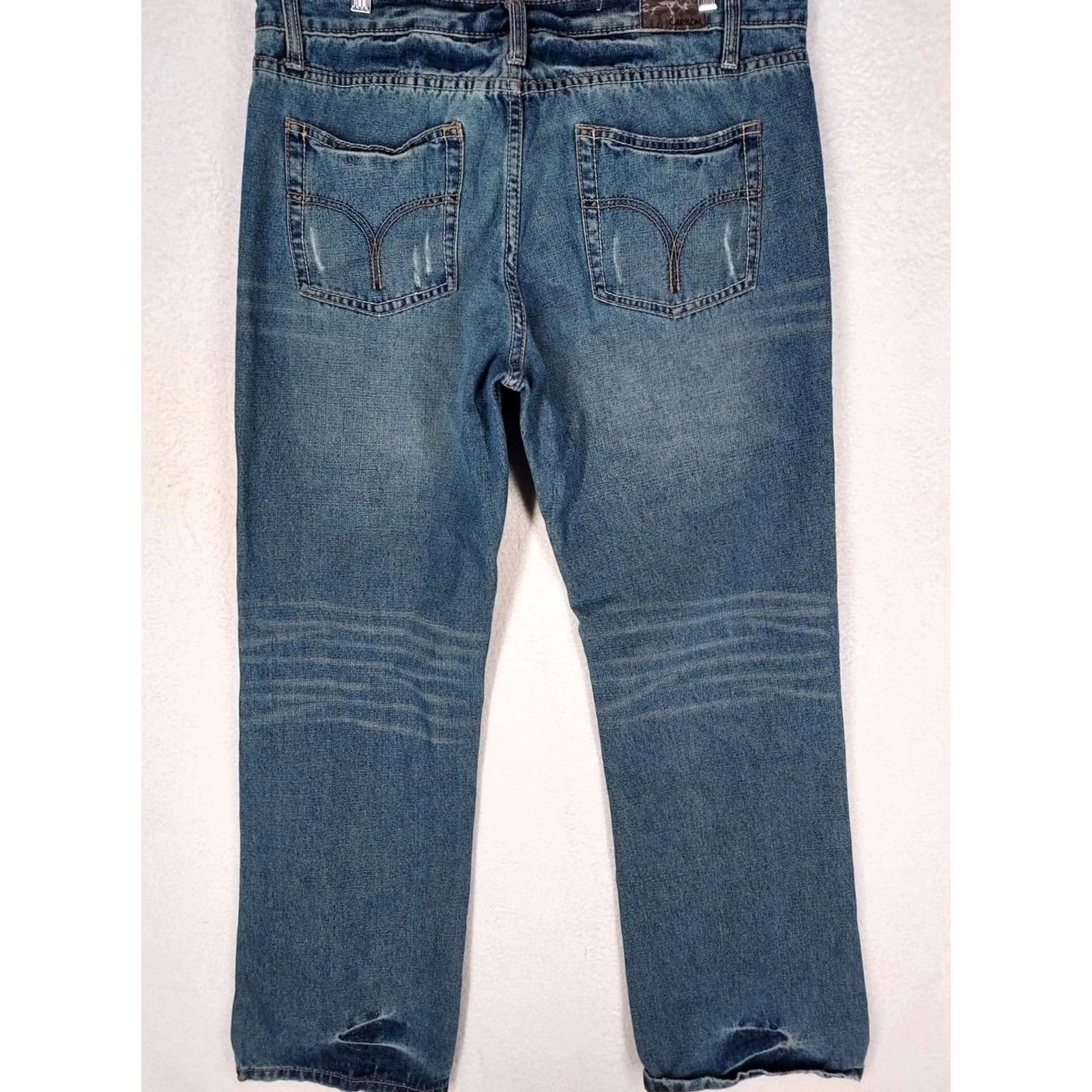 Carbon Carbon Mens Bootcut Jeans 34x32 Denim Blue 5-Pocket Regular Inseam 31in Relaxed Straight Casual Collection Jeans Size US 34 / EU 50 - 2 Thumbnail