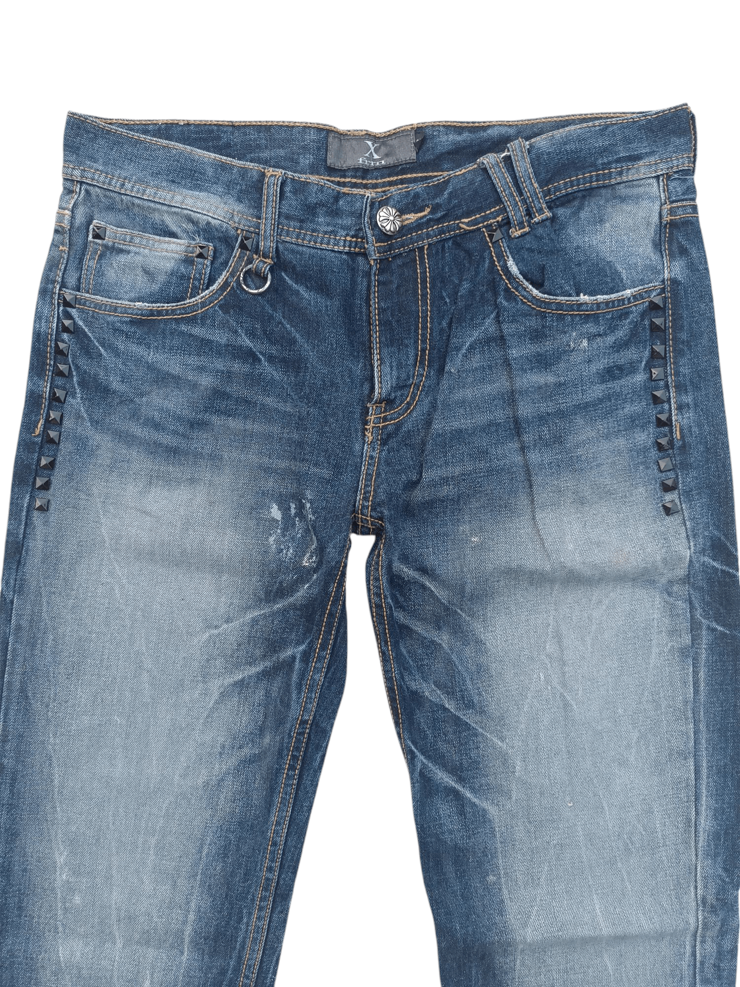 Japanese Brand × Seditionaries FIRE 🔥 Japanese Painted Faded Flare Stud Jeans 🔥 E065 Size US 34 / EU 50 - 3 Thumbnail