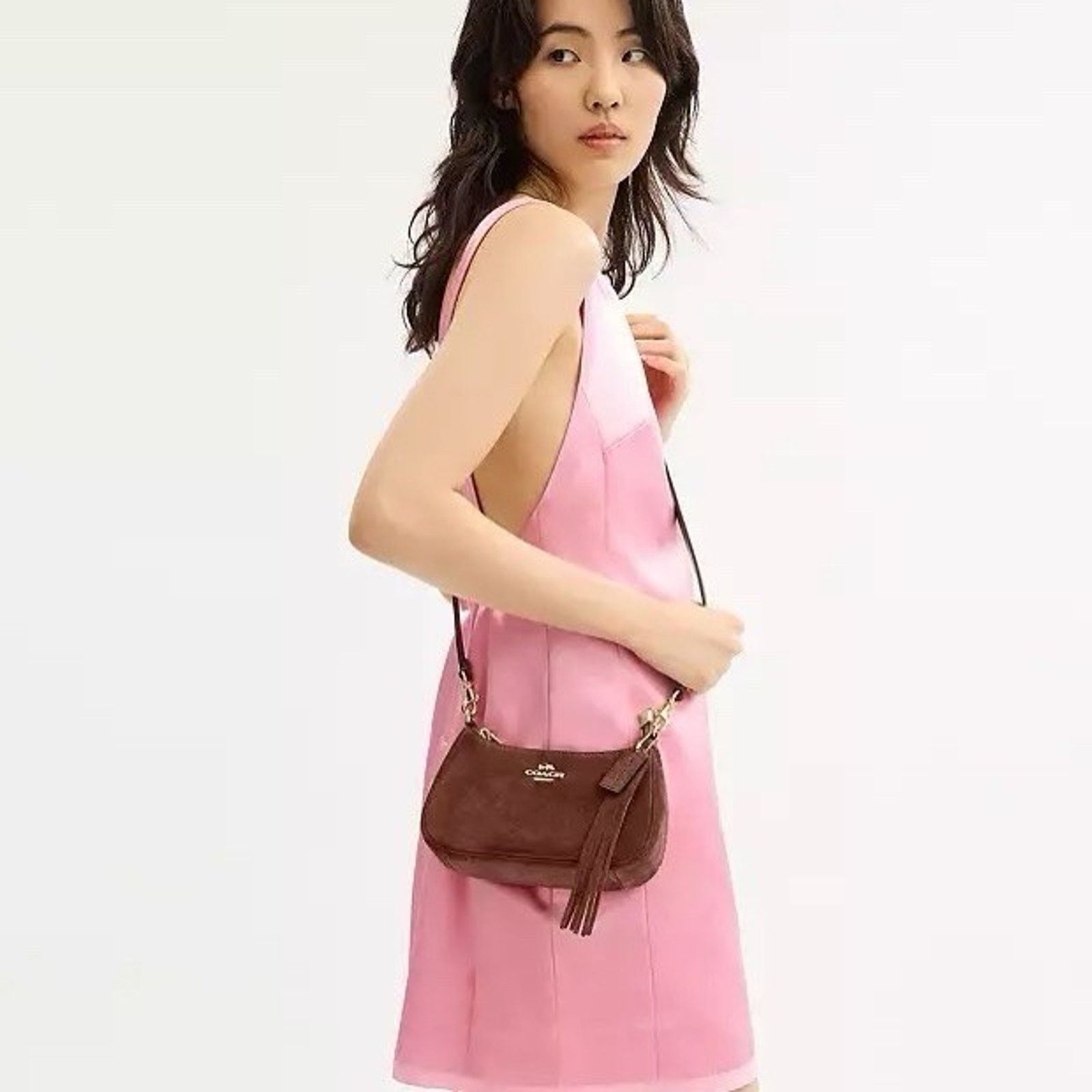 Coach NWT Coach Teri Mini Crossbody Bag CCE42 Suede Vintage Brown Size ONE SIZE - 13 Thumbnail