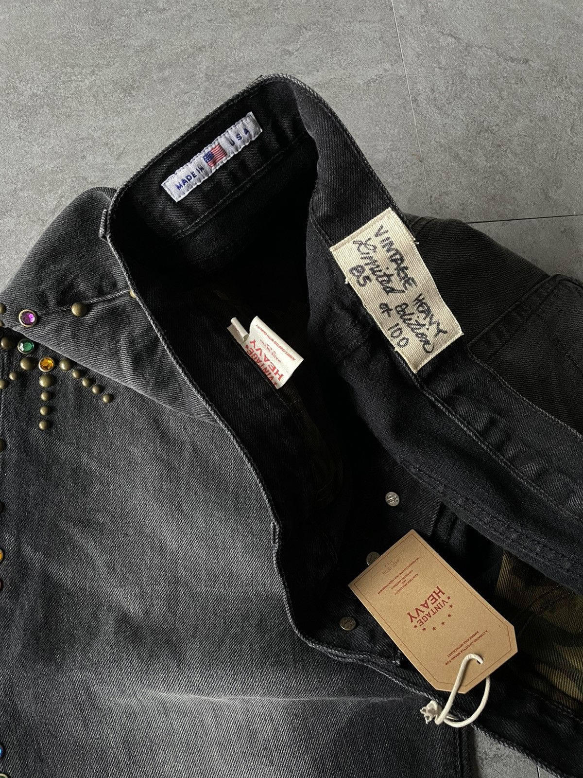 Other VINTAGE HEAVY TV LEROY RHINESTONES JAPANESE DENIM JEANS💫 Size US 36 / EU 52 - 5 Thumbnail