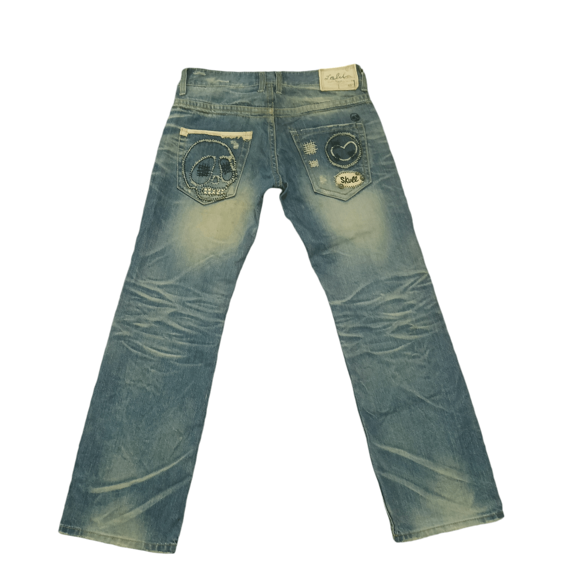 If Six Was Nine Sick Lolita Jeans Skull Distressed Jeans Size US 33 - 1 Thumbnail