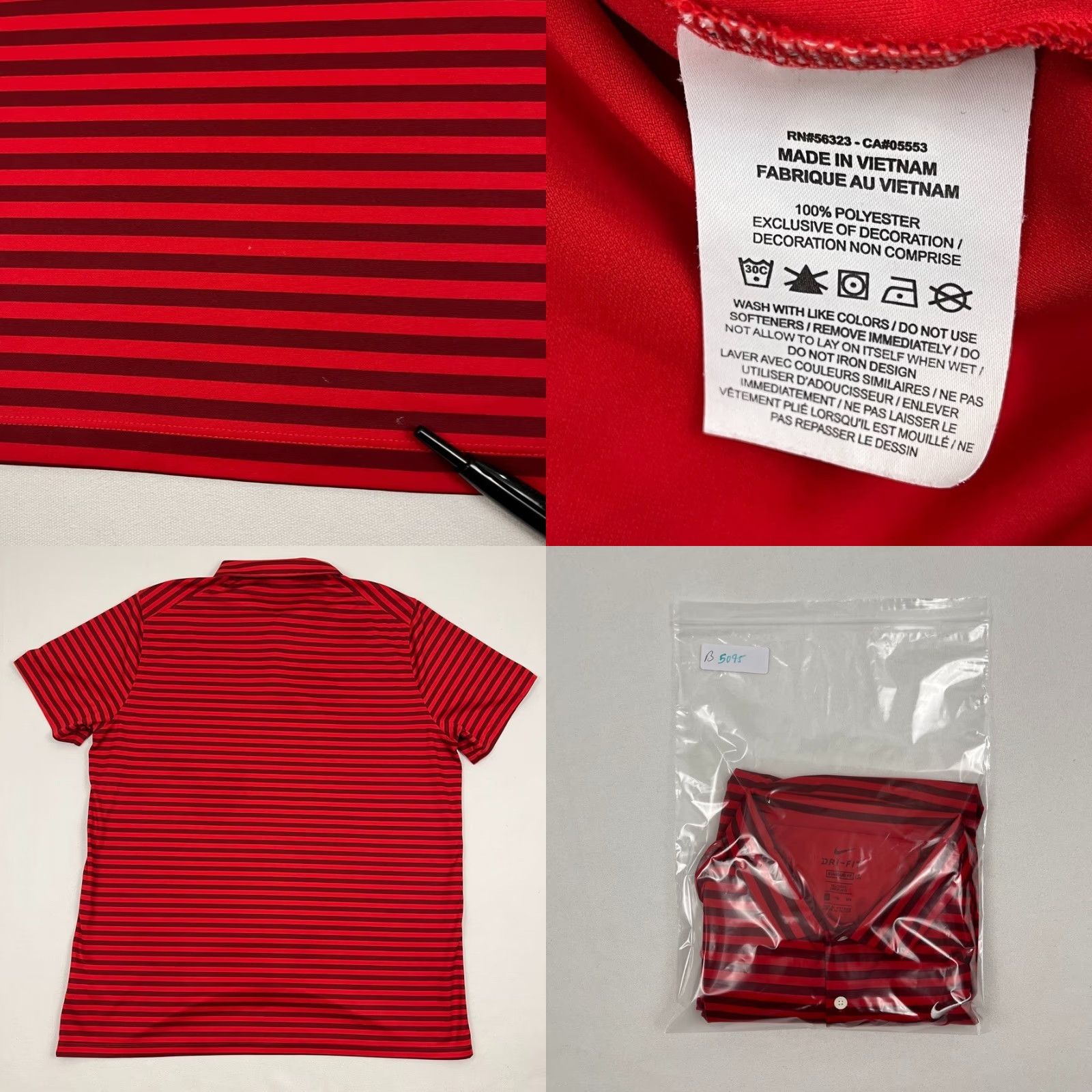 Nike Nike Polo Mens 2XL Red Striped Dri-Fit Stretch Golf Active Shirt Size US XXL / EU 58 / 5 - 8 Thumbnail