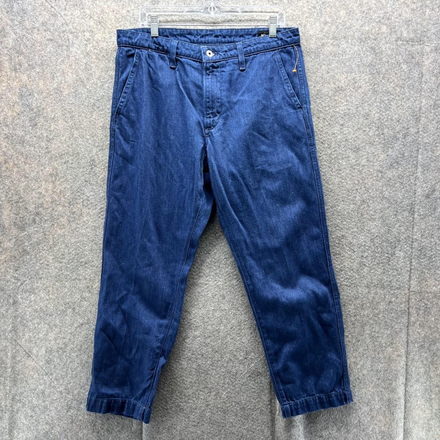 Bonobos Bonobos Pants Men 33x28 Blue Canvas Chino Flat Front Casual Cotton Trouser Vintage Size US 33 - 2 Thumbnail