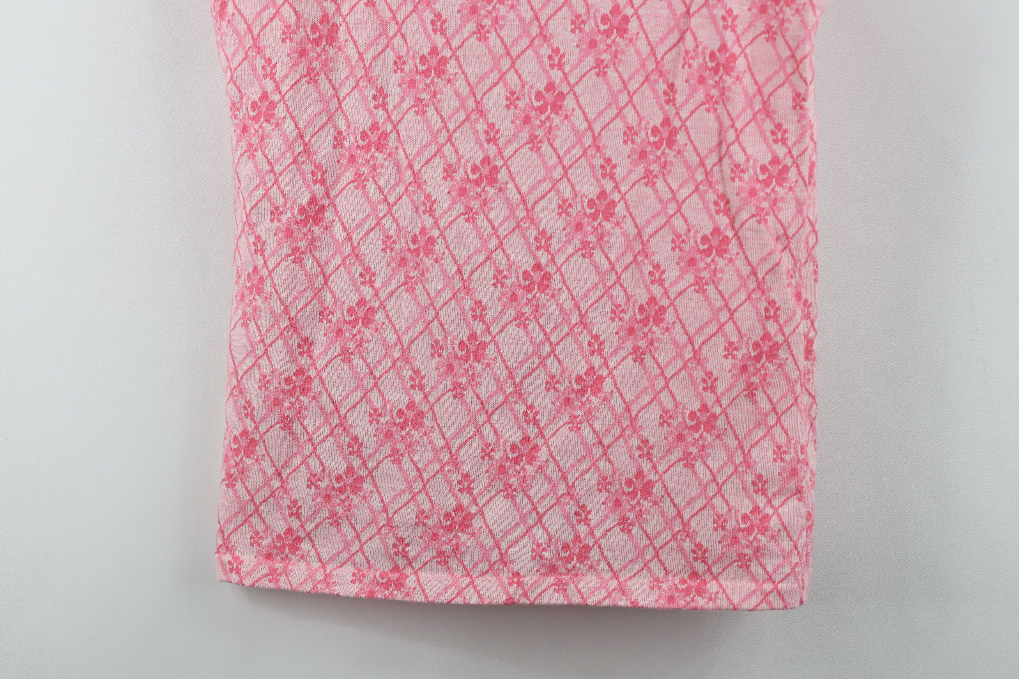 Vintage Vintage 70s Streetwear Flower Knit Tank Top T-Shirt Pink USA Size M / US 6-8 / IT 42-44 - 3 Thumbnail