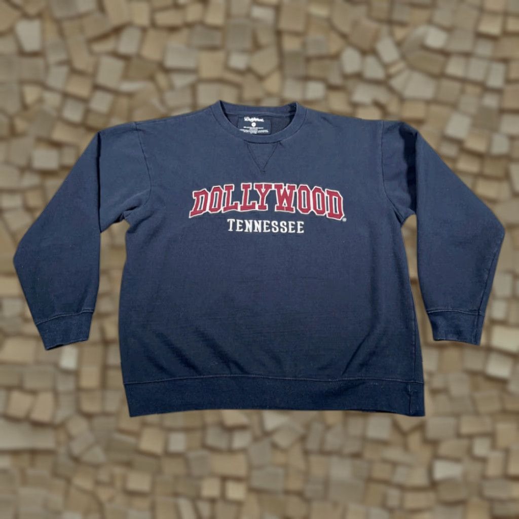 Vintage Dollywood Sweatshirt Dollywood Blue Sweater Men Medium Crew Neck Long Sleeve Pullover Cotton Blend Embroidered Logo Tennessee 90s Fashion Size US M / EU 48-50 / 2 - 1 Thumbnail