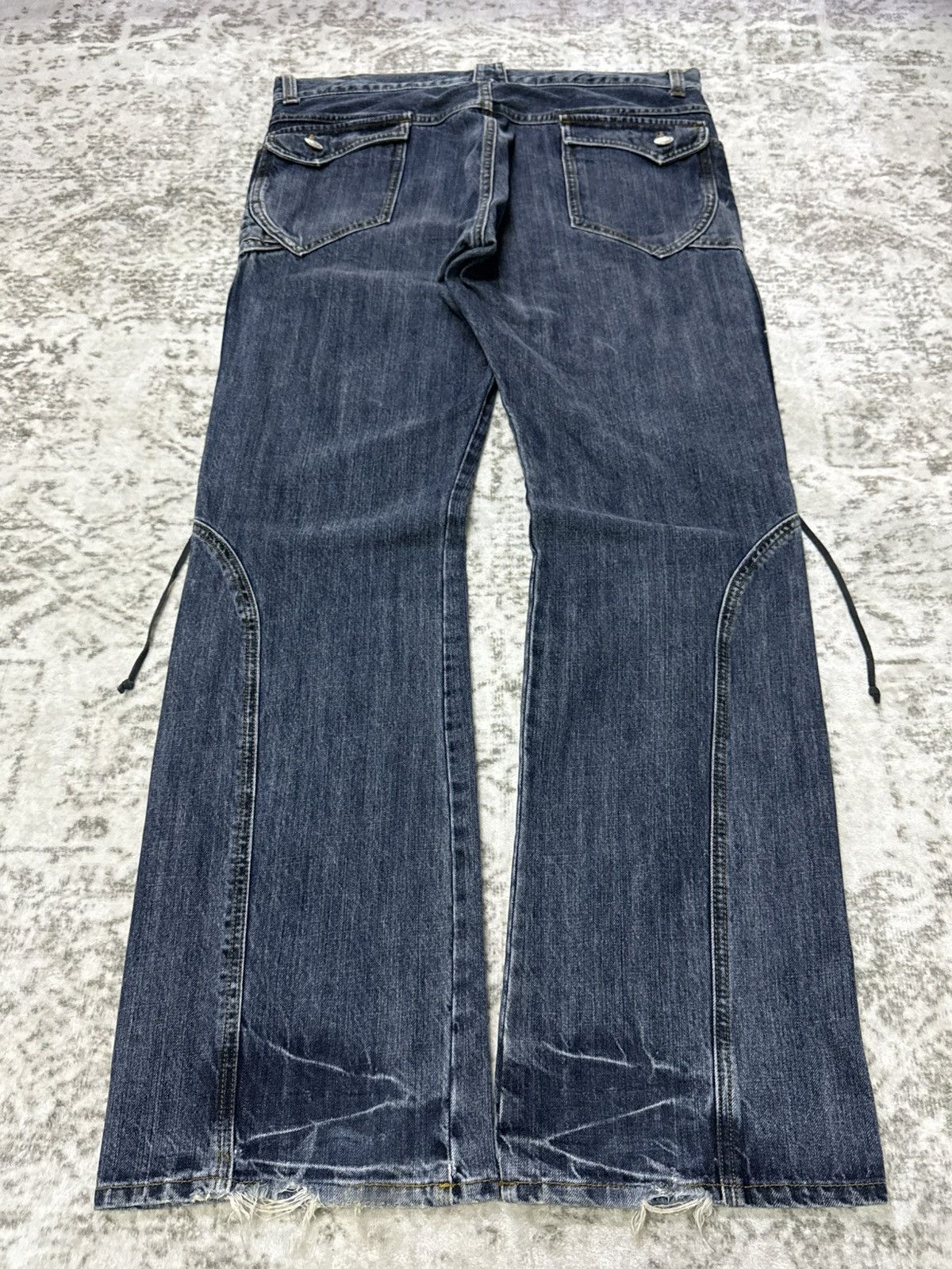If Six Was Nine Japanese Brand Poems Paneled Lace Up Flare Jeans Size US 34 / EU 50 - 2 Thumbnail