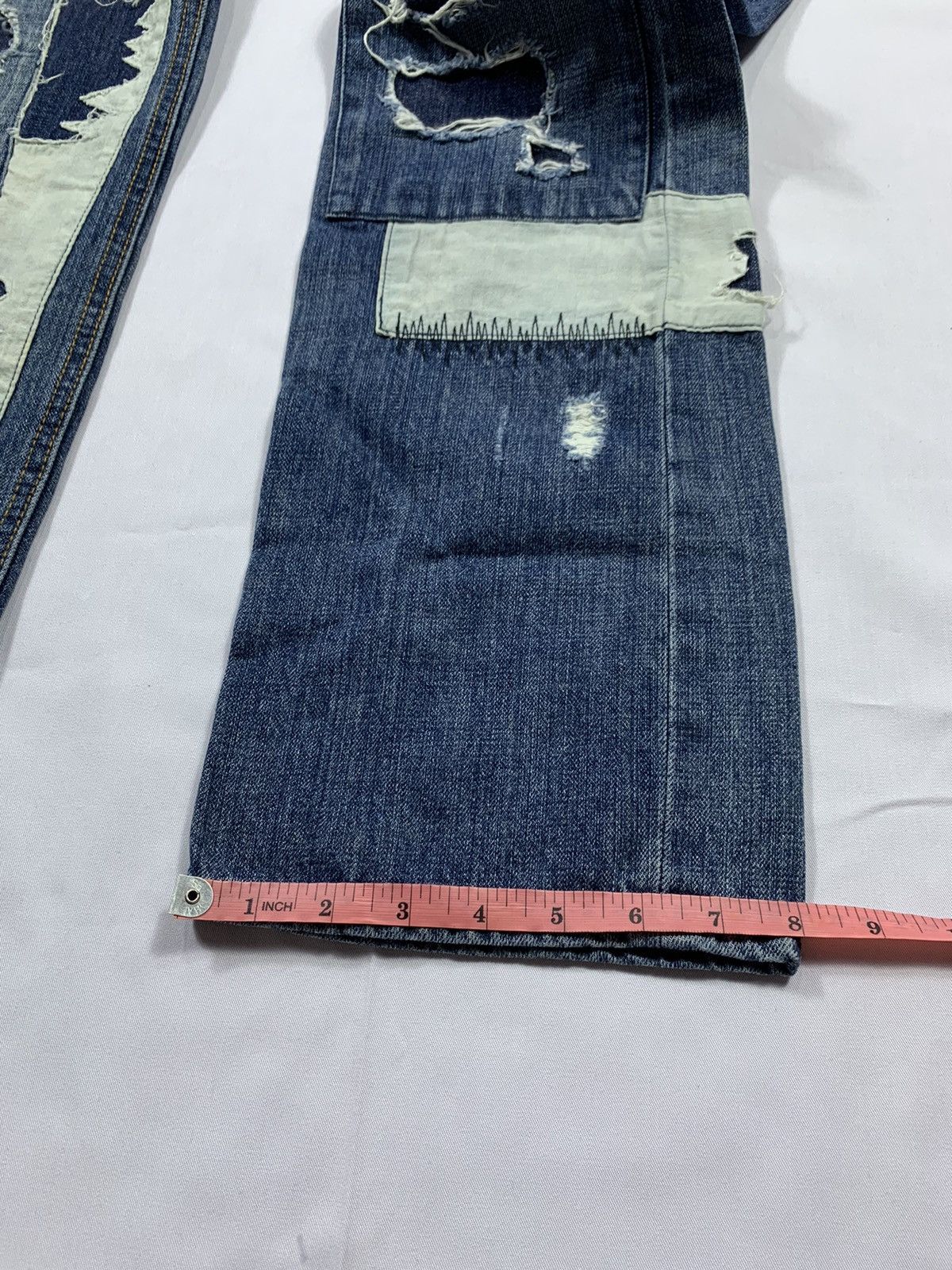 20471120 Sick Japan Distressed Patch Denim jeans Kurt Cobain Style Size US 29 - 12 Thumbnail