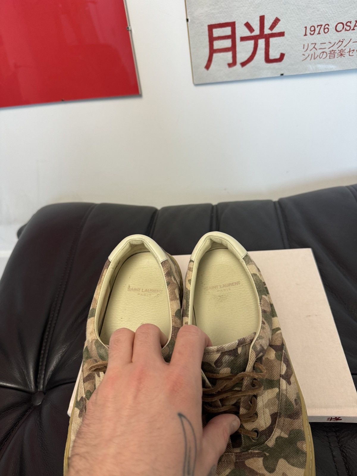 Saint Laurent Paris Saint Laurent Paris Camo Low Top Sneakers Hedi Slimane SLP Size US 12.5 / EU 45-46 - 8 Thumbnail