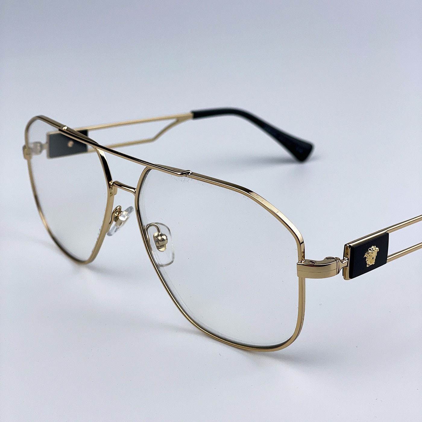 Versace NEW Versace VE1287 1002 Metal Pilot Men Unisex Eyeglasses Size ONE SIZE - 4 Thumbnail