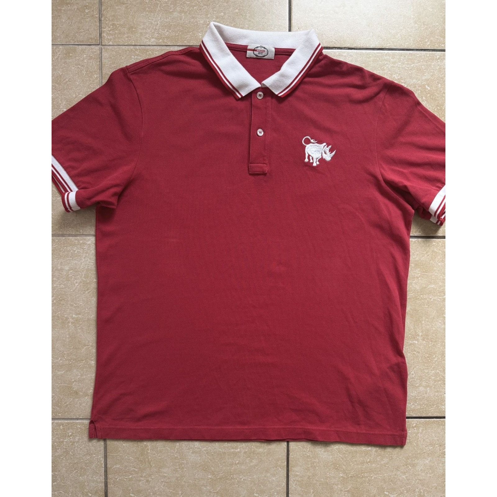 Prada Vintage Prada Embroidered Rhino Polo t-shirt Size US L / EU 52-54 / 3 - 2 Thumbnail