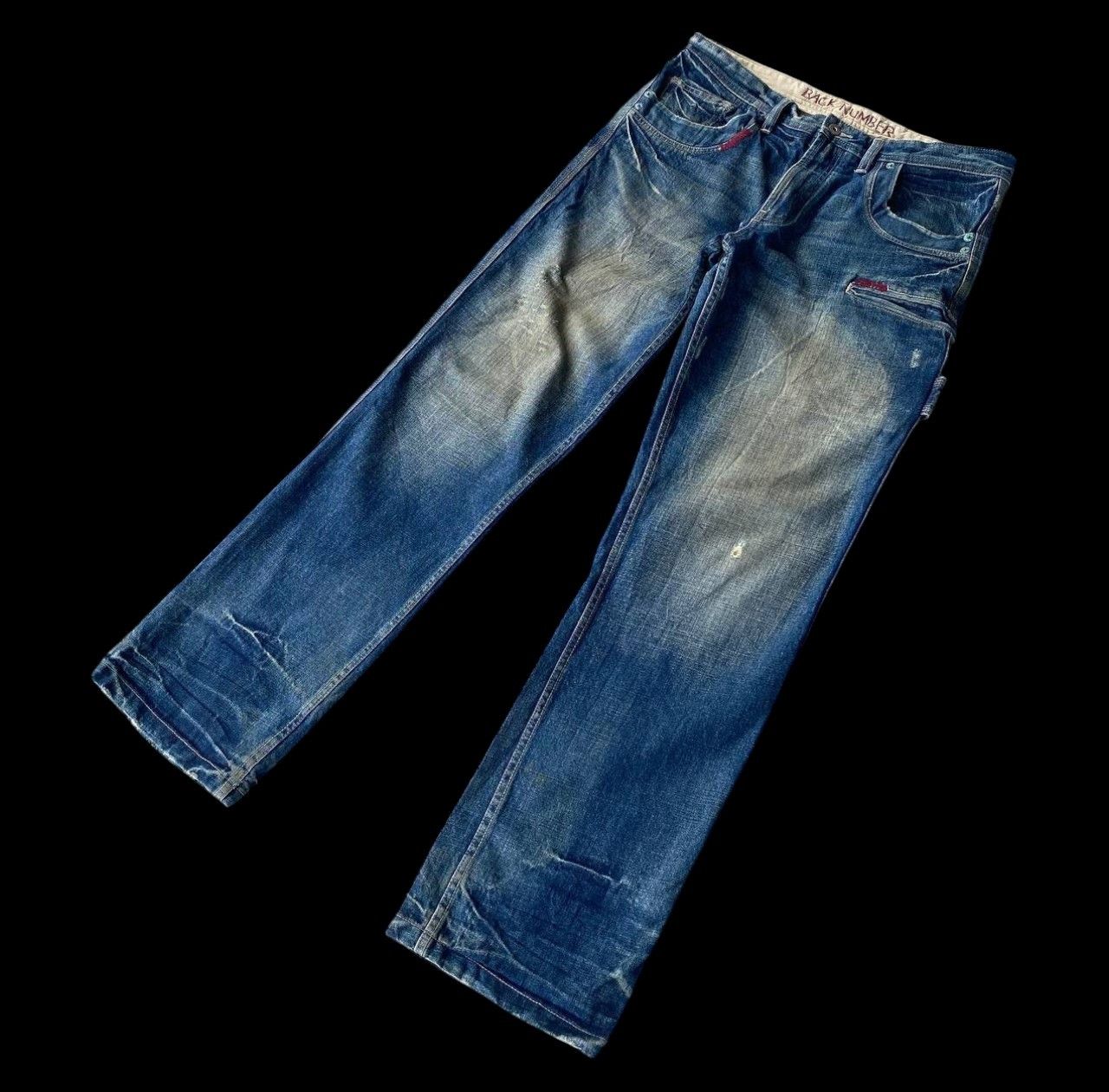 Japanese Brand W36X33 VTG BACK NUMBER DISTRESSED DENIM MUDWASH RUSTY DIRTY Size US 36 / EU 52 - 1 Thumbnail