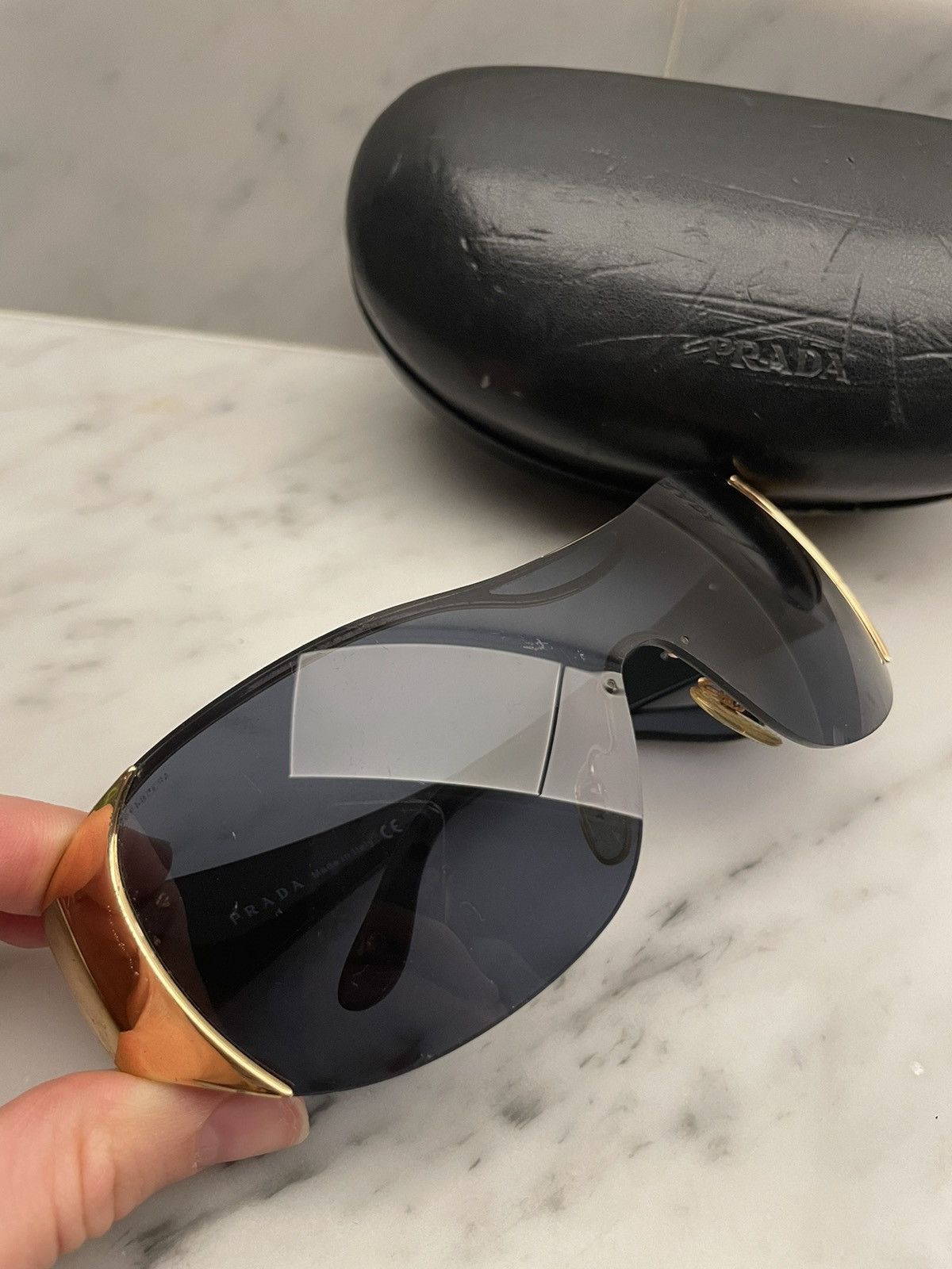 Prada Prada 💯 SPR 53G mask sunglasses shield Size ONE SIZE - 12 Thumbnail