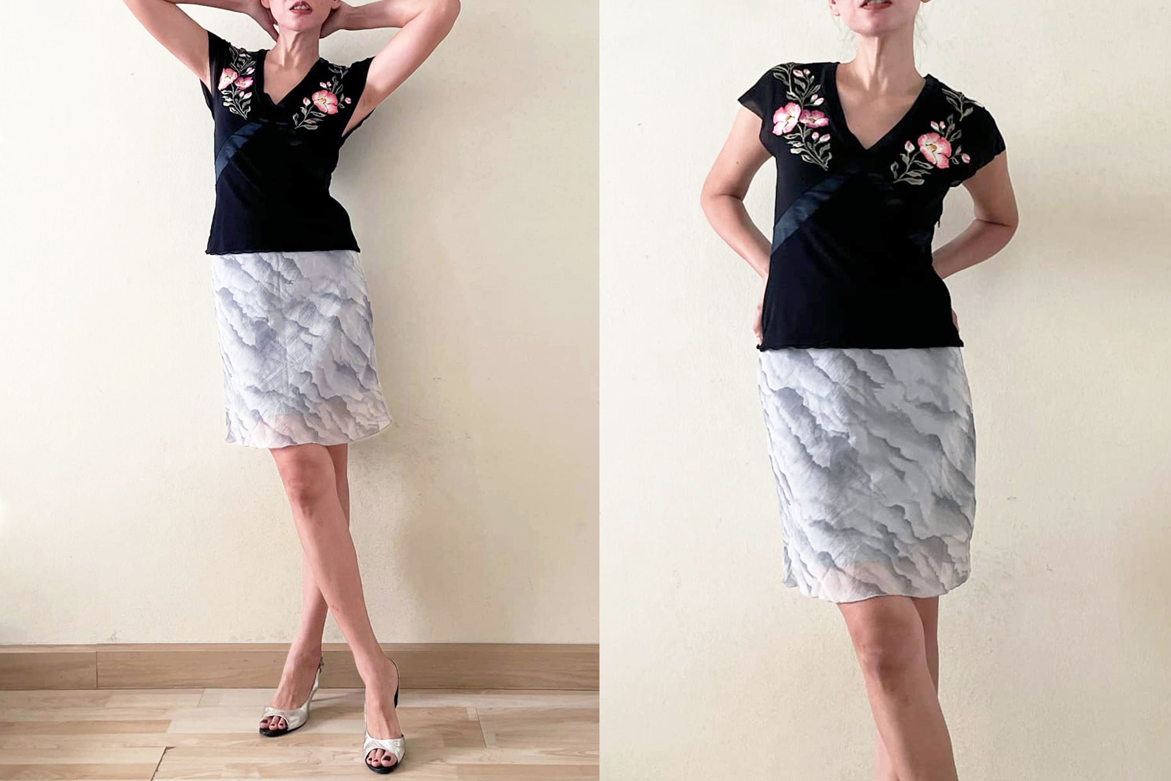 Vivienne Tam Vivienne Tam Black Nylon Mesh top, embroidery flowers Size XS / US 0-2 / IT 36-38 - 6 Thumbnail