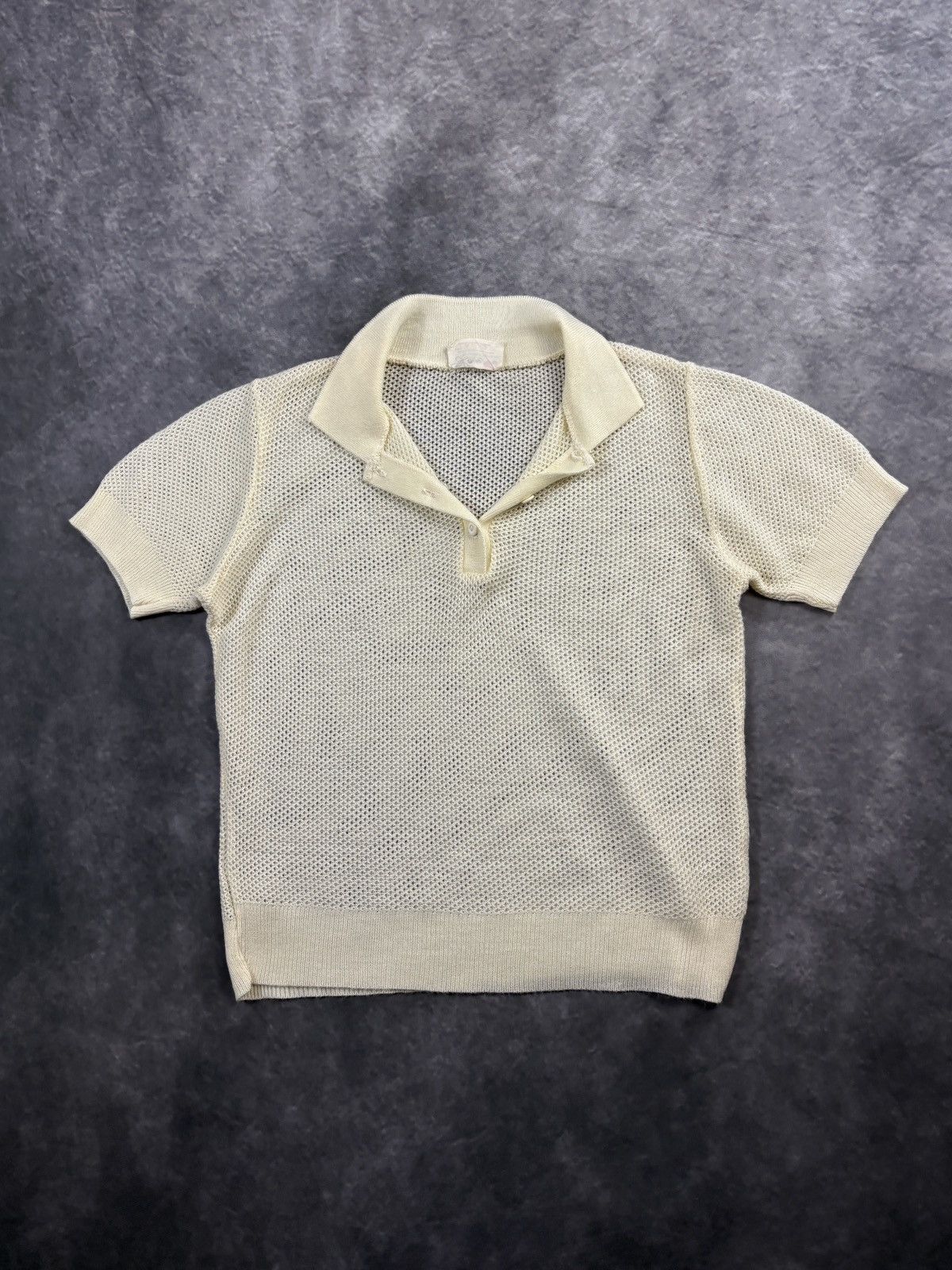 Vintage 1970s Vintage Knit Polo Mr. Love Acrylic Sheer Mesh MCM 70s Size S / US 4 / IT 40 - 3 Thumbnail