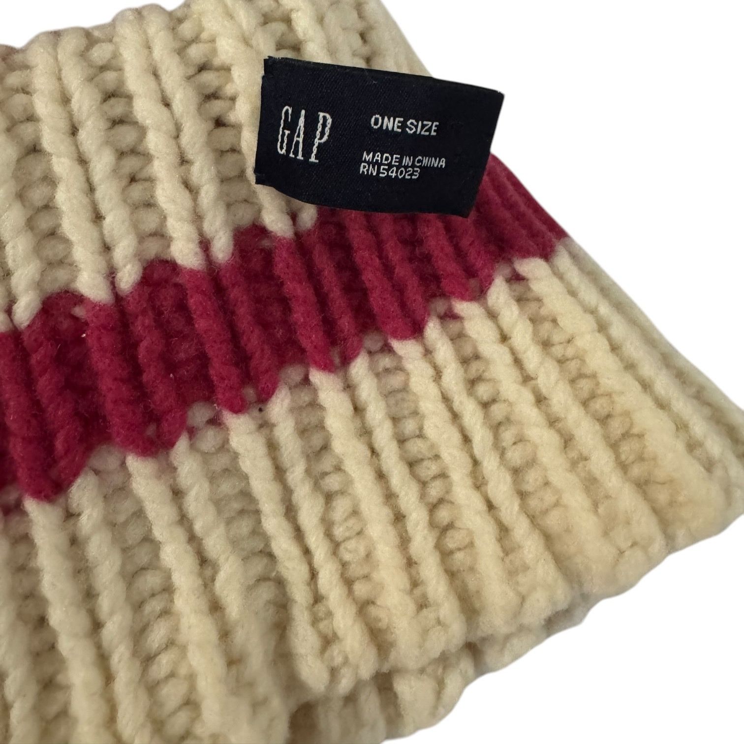 Gap The GAP Women’s Ivory & Pink Knit Beanie Hat – One Size Size ONE SIZE - 2 Thumbnail