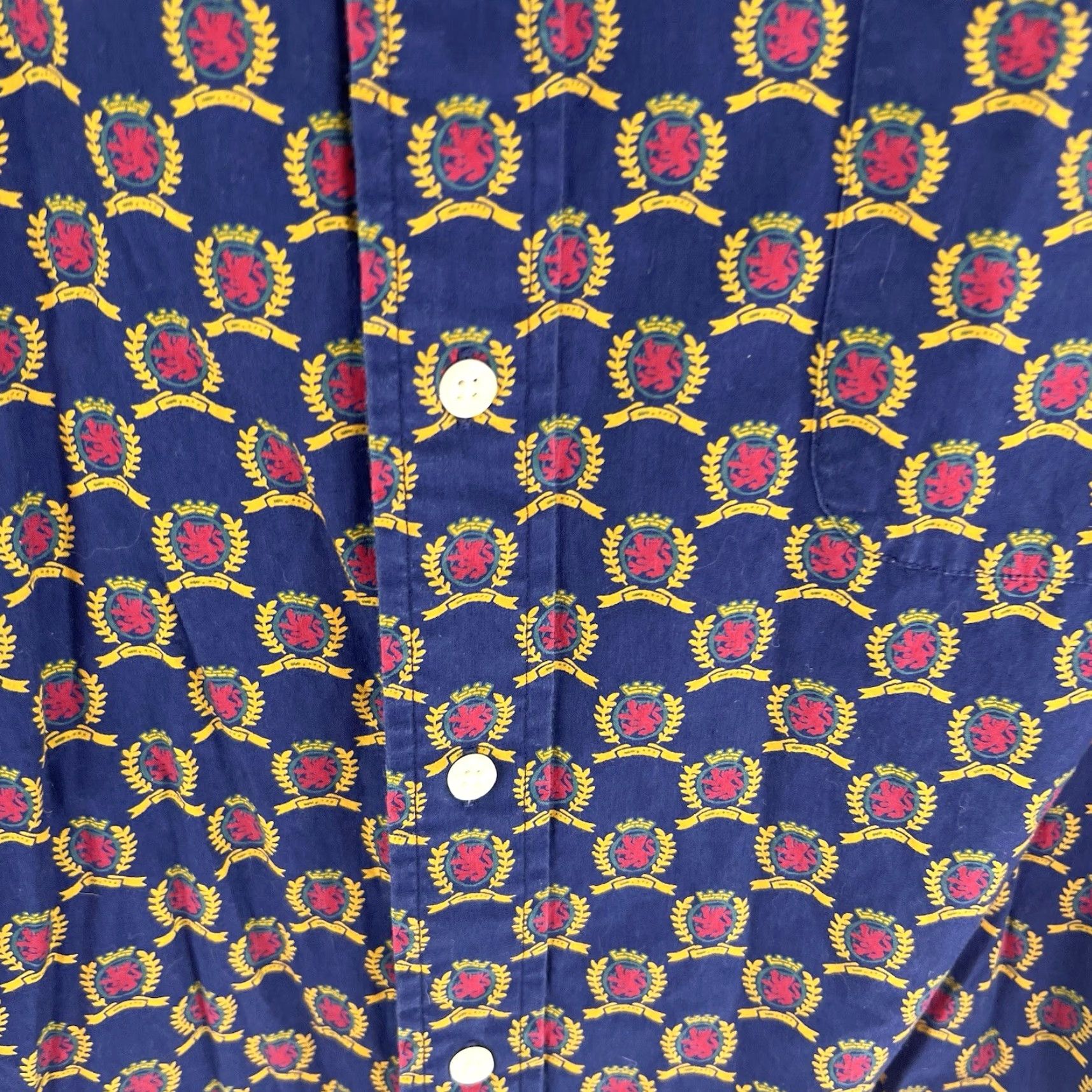 Tommy Hilfiger VINTAGE Tommy Hilfiger Men's Button-Down Shirt XL Blue Geometric Pattern Long Sleeve Casual Business Size US XL / EU 56 / 4 - 3 Thumbnail