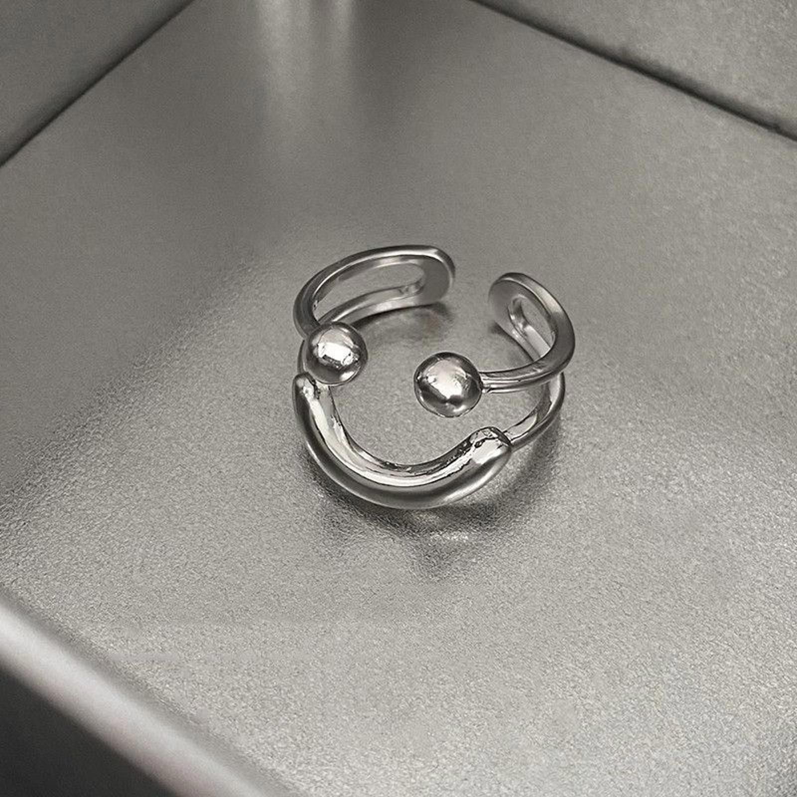 Jewelry Smiley Silver Ring Size ONE SIZE - 2 Thumbnail