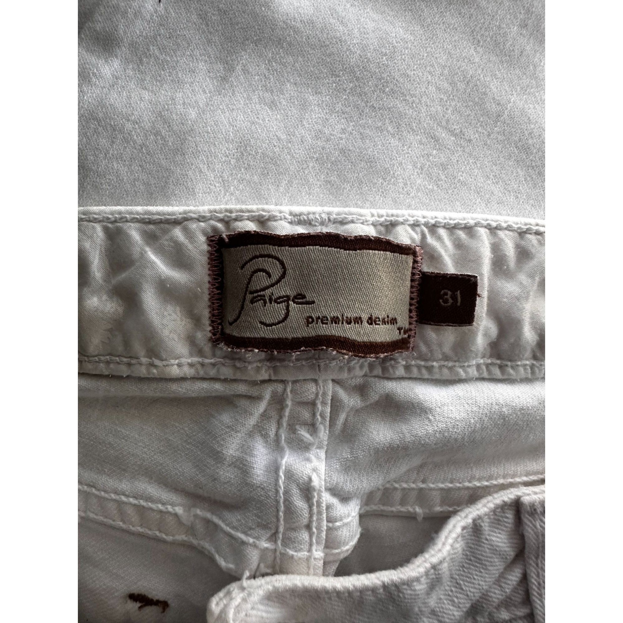 Paige Paige Premium denim white straight leg jeans sz 31 Size 31" - 2 Thumbnail