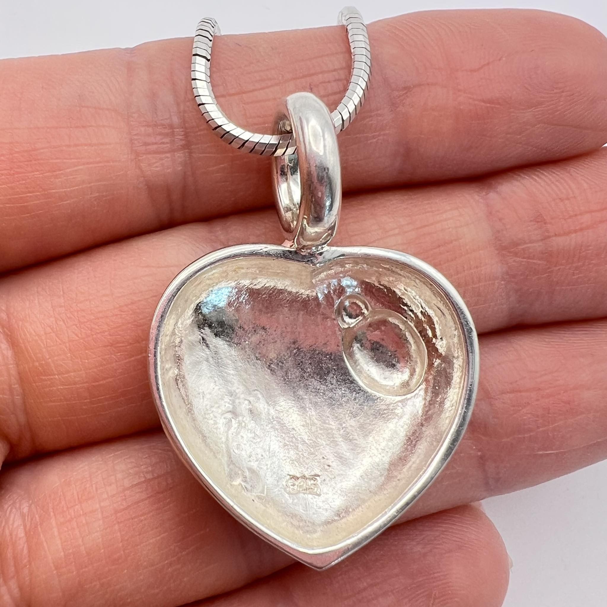 Sterling Silver Vintage Sterling Silver 925 Jewelry Necklace Heart Enamel I Size ONE SIZE - 2 Thumbnail