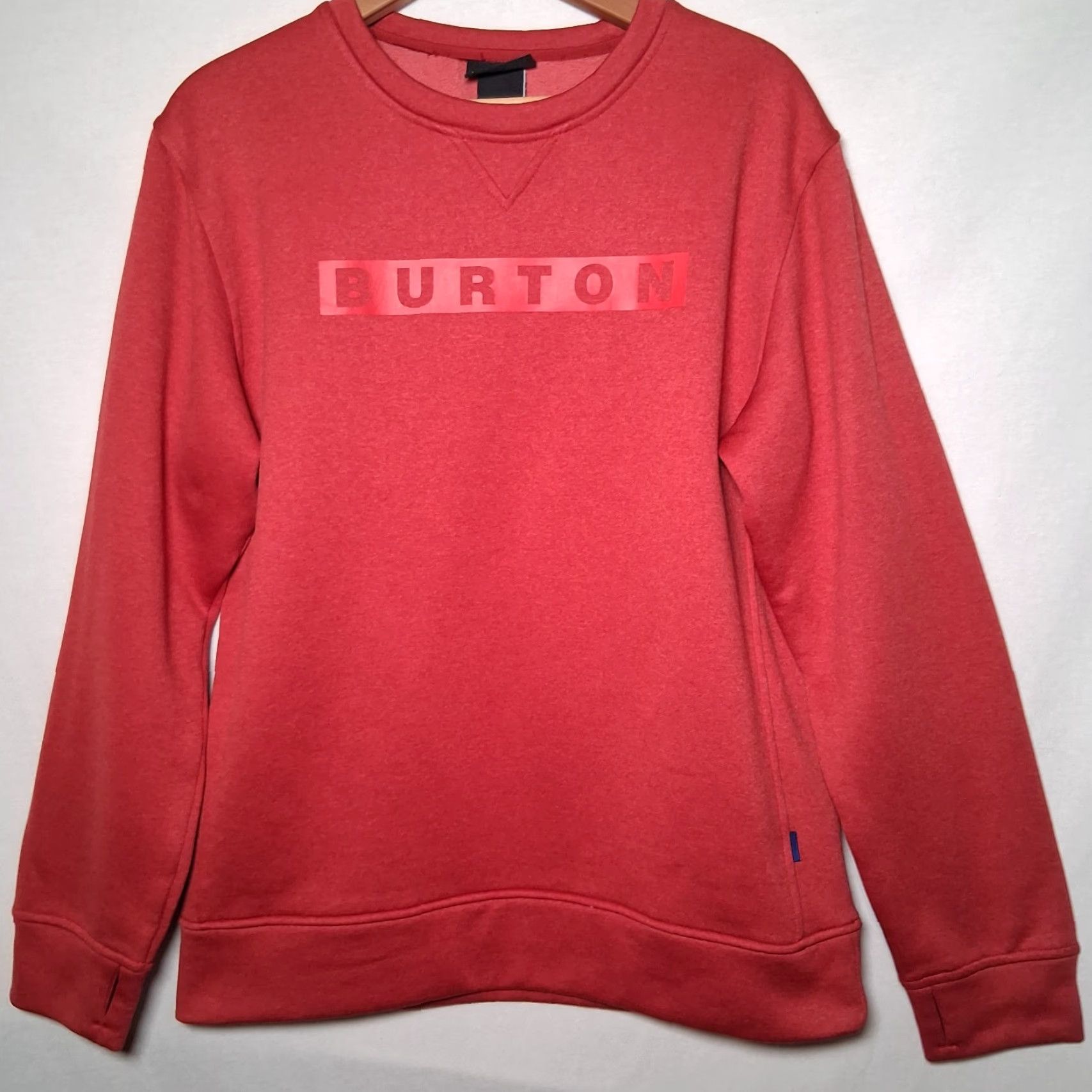 Burton Burton Sweatshirt Men Small Salmon Pullover Snowboarding Snowboarder Crew Neck Long Sleeve Regular Polyester Orange Graphic Fuzzy Inside Thumb Holes Size US S / EU 44-46 / 1 - 2 Thumbnail