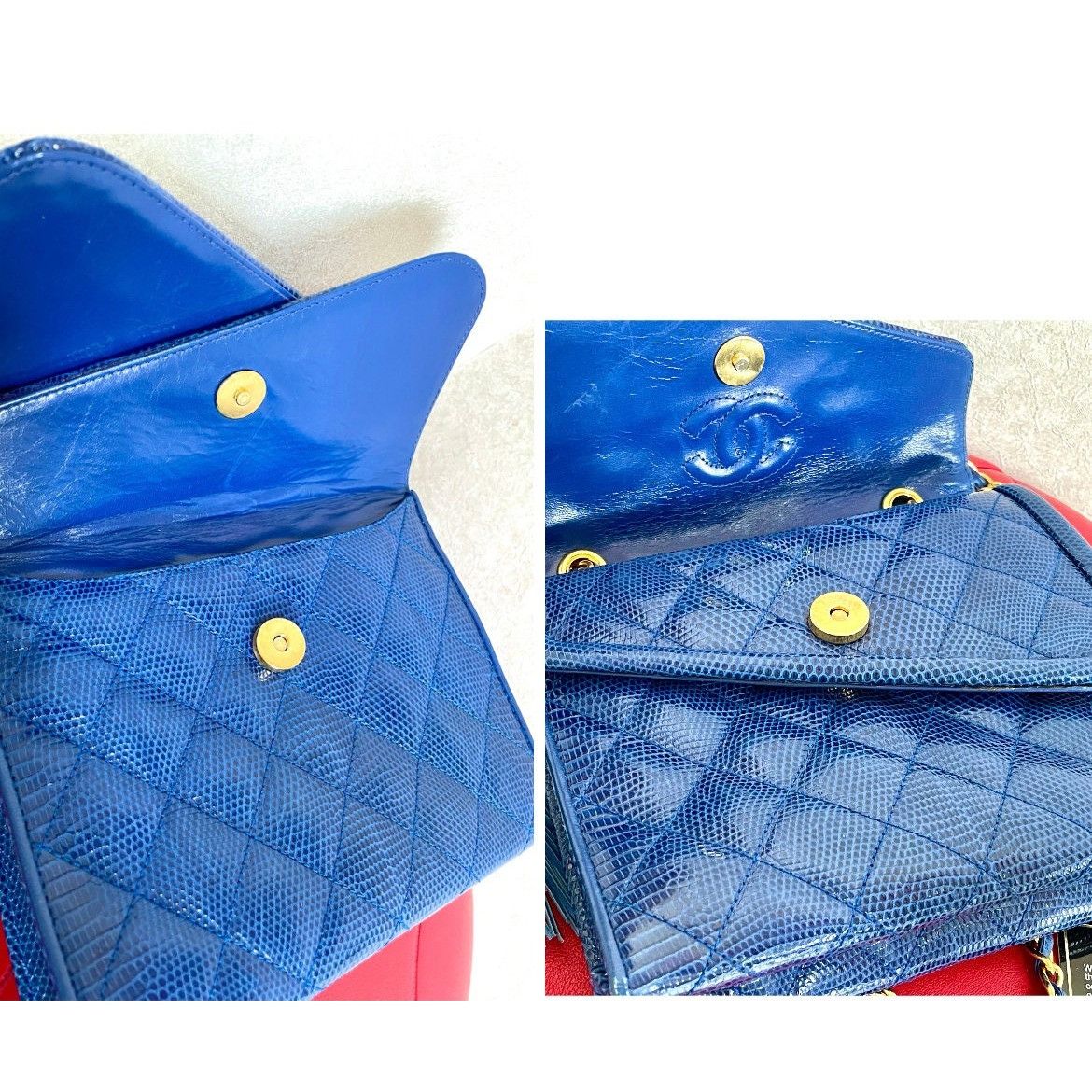 Chanel MINT. Vintage CHANEL blue lizard leather shoulder bag. Size ONE SIZE - 9 Thumbnail