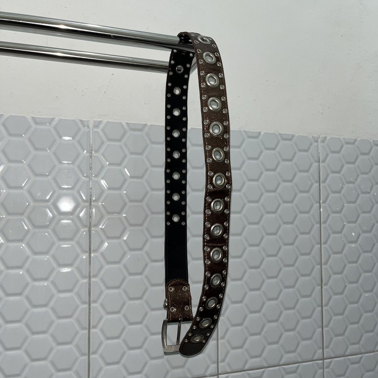 Japanese Brand × Vintage Y2k Glitter Studded Prong Belt Size 30 - 6 Thumbnail