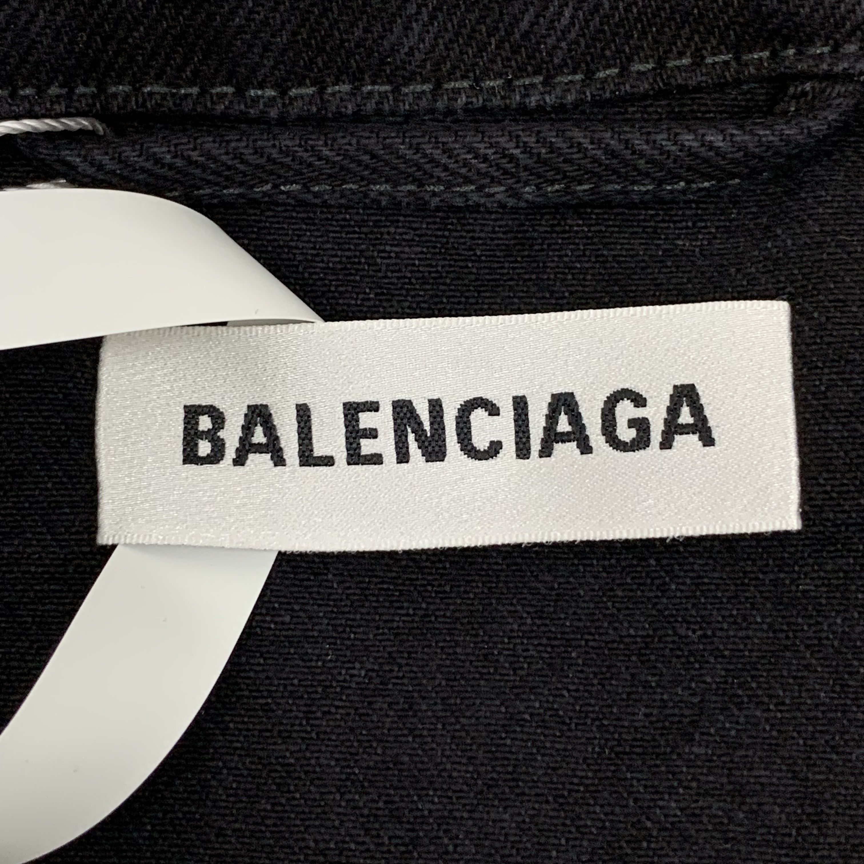 Balenciaga Balenciaga Black Beaded Logo Denim Jacket (Size XS) Size XS / US 0-2 / IT 36-38 - 2 Thumbnail