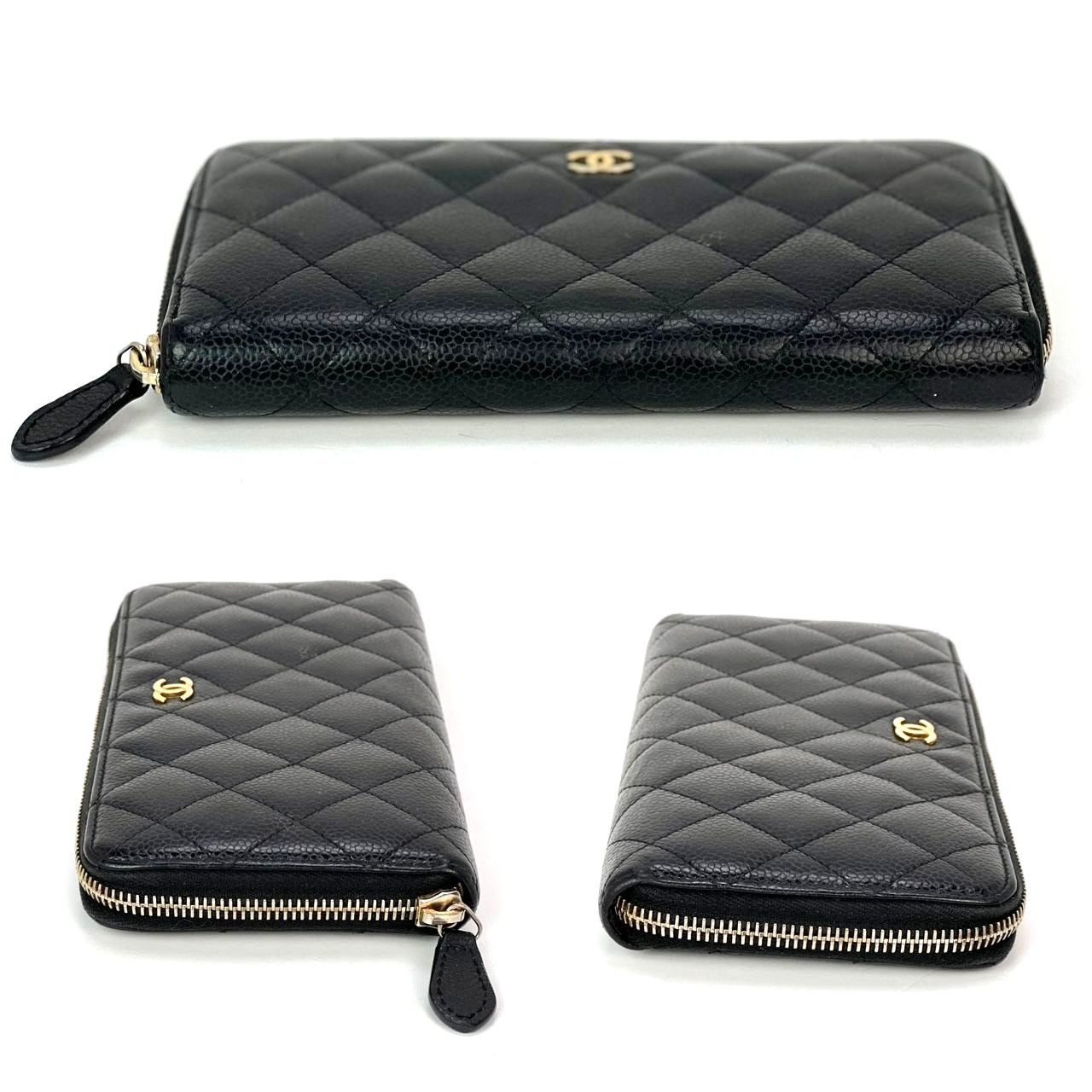 Chanel Chanel Caviar Quilted Large Gusset Zip Around Black Wallet Size ONE SIZE - 5 Thumbnail