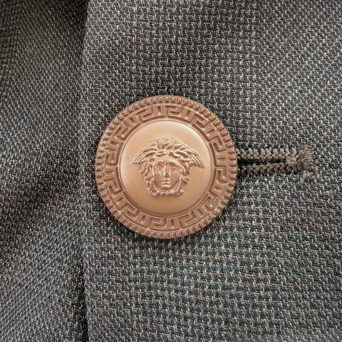 Versace Vintage Gianni Versace Double Breasted Blazer Brown Medusa Size 46R - 6 Thumbnail