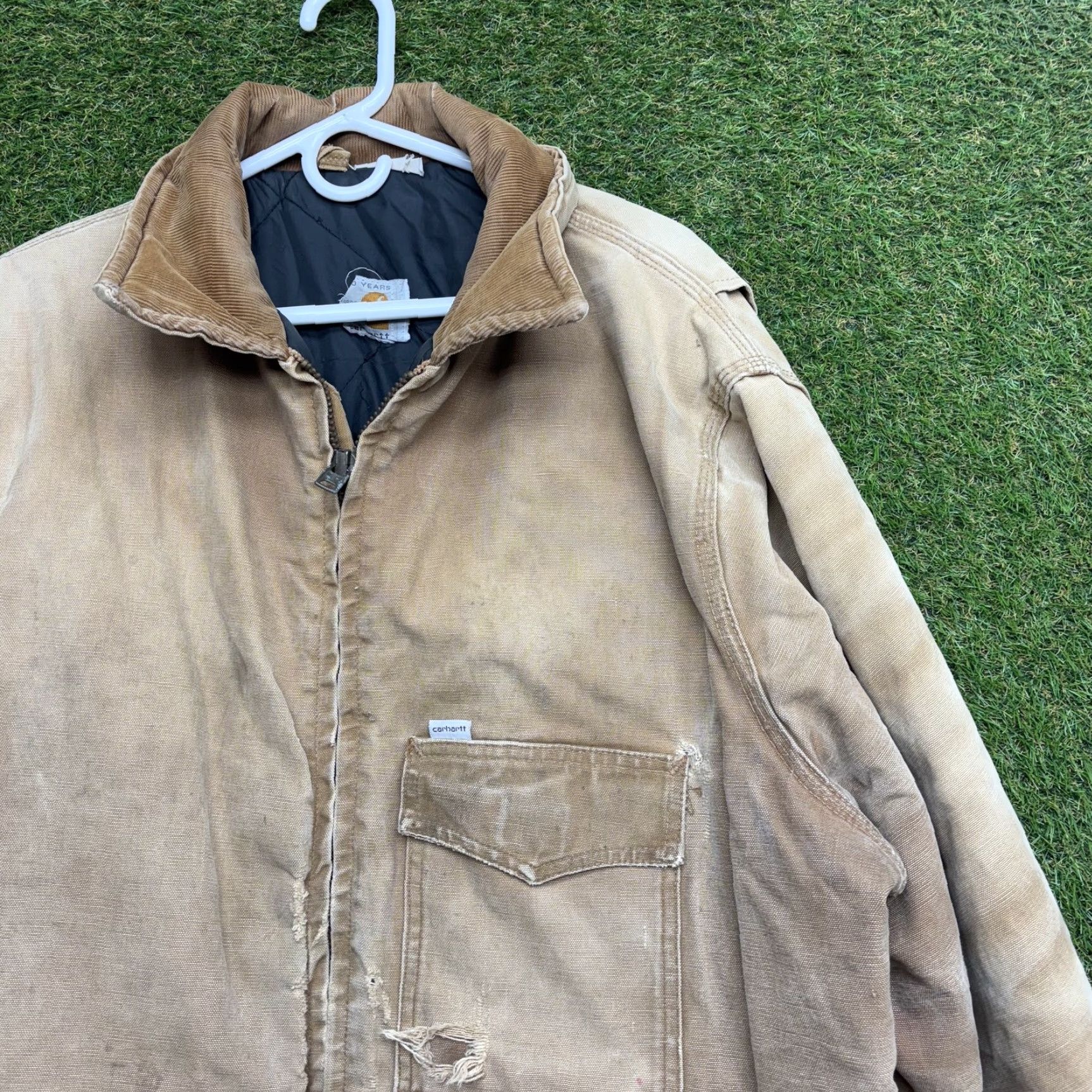Carhartt VINTAGE Carhartt Jacket Mens 2XL Canvas Distressed Workwear Chore Coat 1989 90s Size US XXL / EU 58 / 5 - 2 Thumbnail