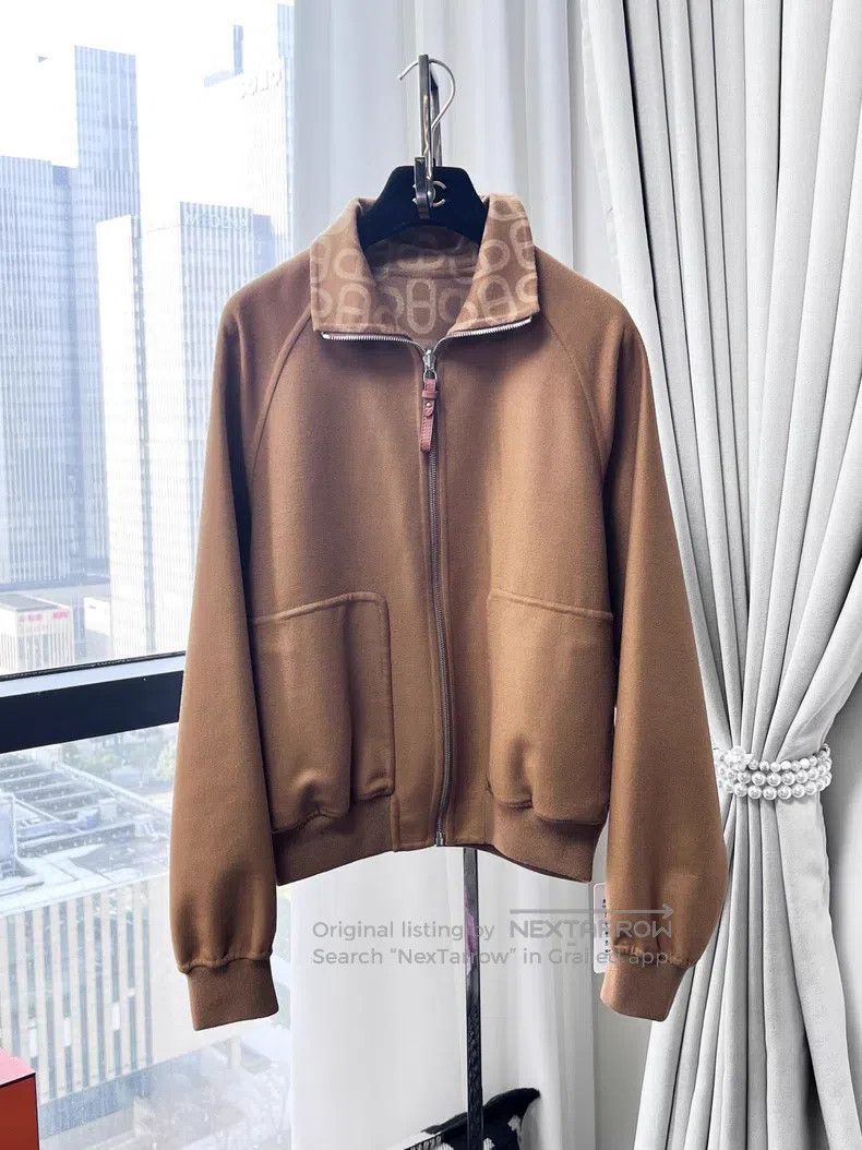 Hermes Hermes Brown Pig Nose Full-print Two-sided Wear Cashmere L Size S / US 4 / IT 40 - 2 Thumbnail