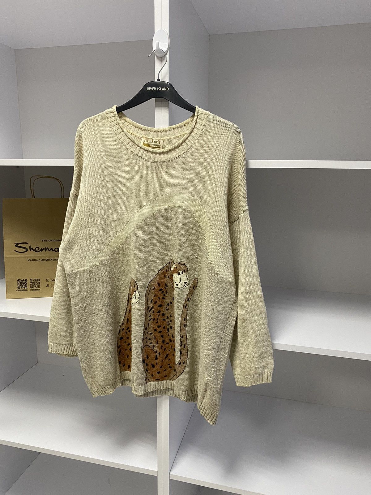 Designer × Vintage Vintage Poi by Krizia women’s tiger printed jumper sweater Size L / US 10 / IT 46 - 4 Thumbnail
