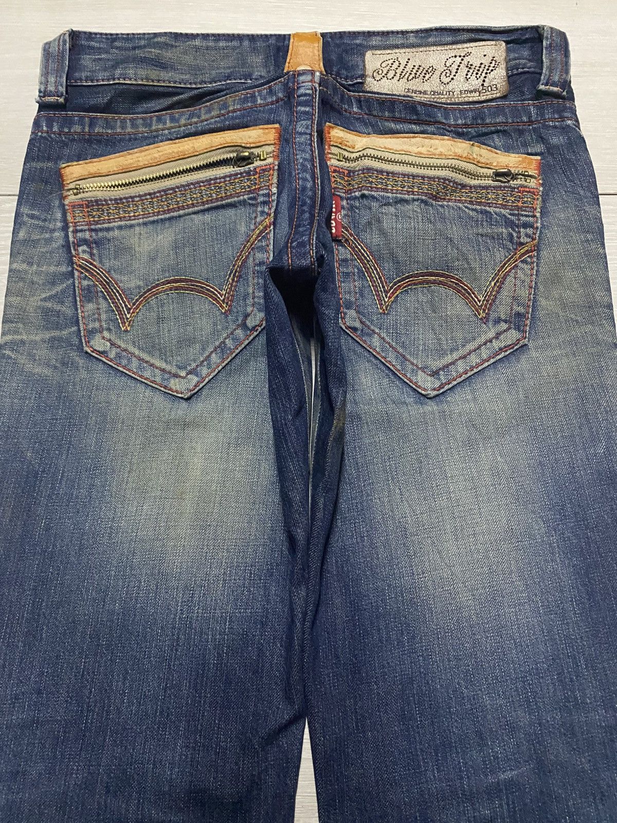 Edwin Vintagw Japanese Edwin 503 Blue Trip Mud Wash Skinny Jeans Size US 29 - 4 Thumbnail