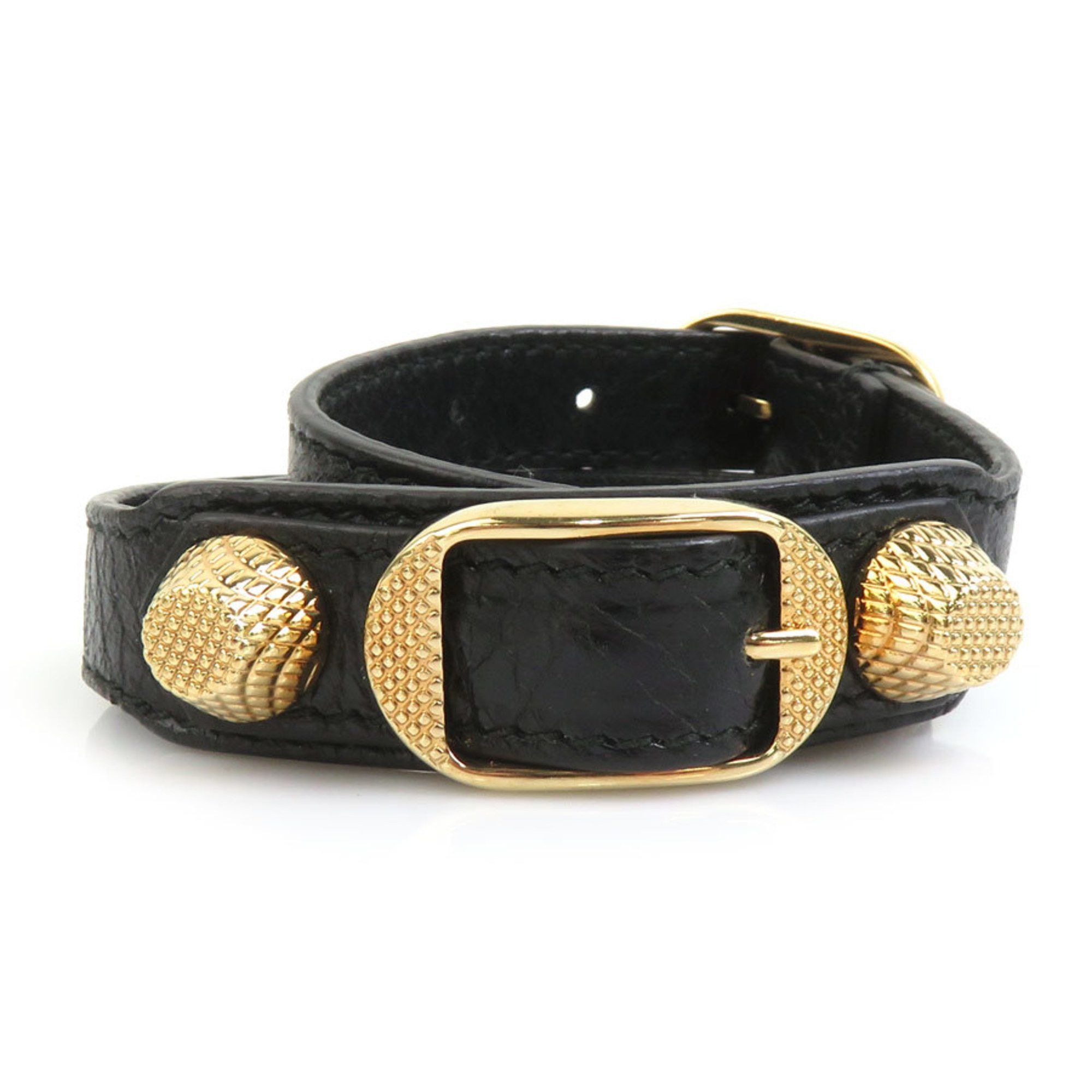 Balenciaga Balenciaga Bracelet in Black and Gold Leather for Men Women, 236345 h31349a Size ONE SIZE - 1 Thumbnail