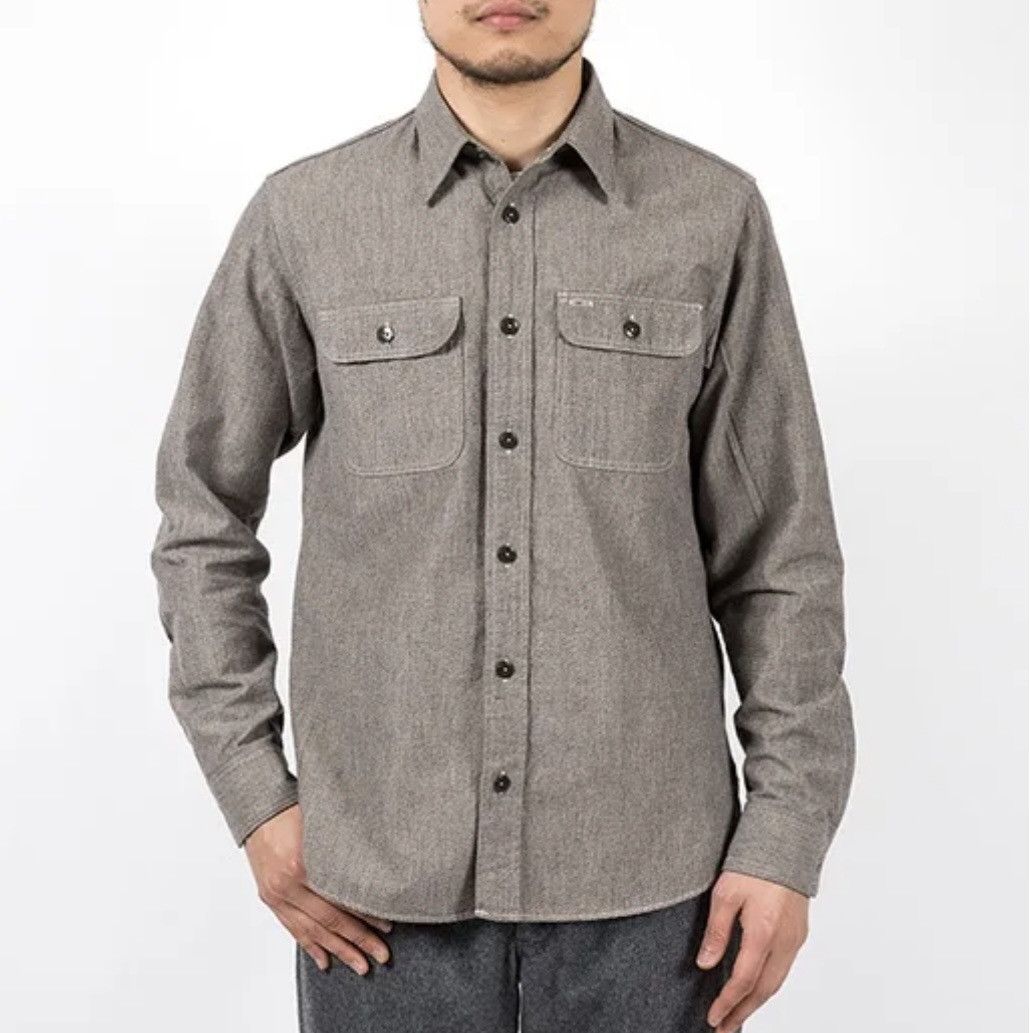 Freewheelers Super Big-Cat Workers Japan Salt & Pepper Work Shirt Size US L / EU 52-54 / 3 - 3 Thumbnail