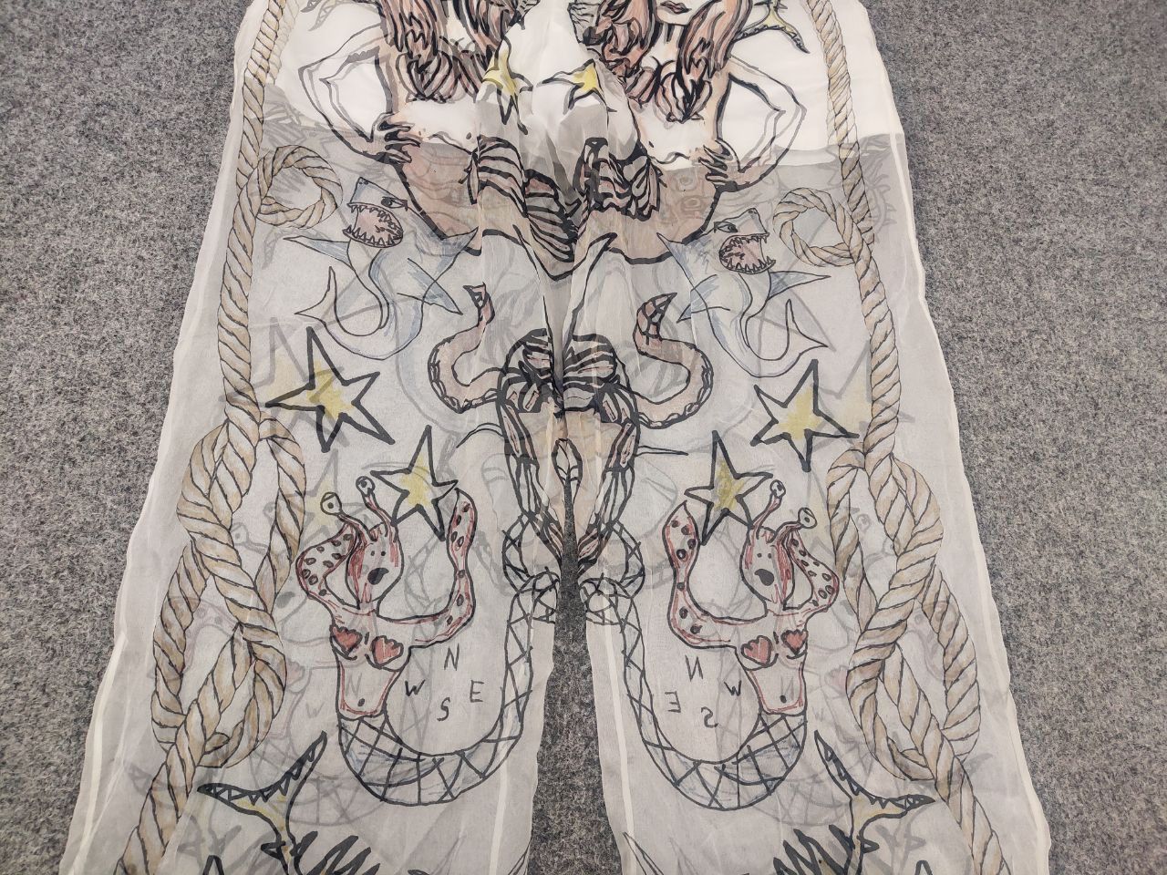 Burberry Rare Burberry By Marine Sketch Print Layered Silk Pants Size US 32 / EU 48 - 9 Thumbnail