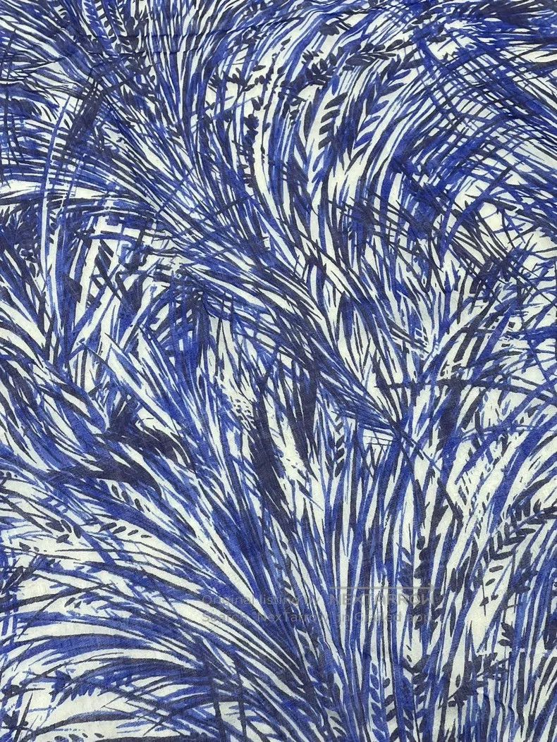 Loro Piana Loro Piana Blue Printed Cashmere Scarf Size ONE SIZE - 4 Thumbnail
