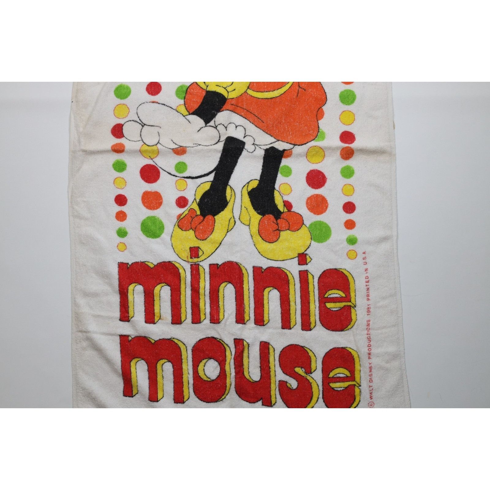 Disney Vintage 80s Walt Disney Productions Minnie Mouse Towel Size ONE SIZE - 4 Thumbnail